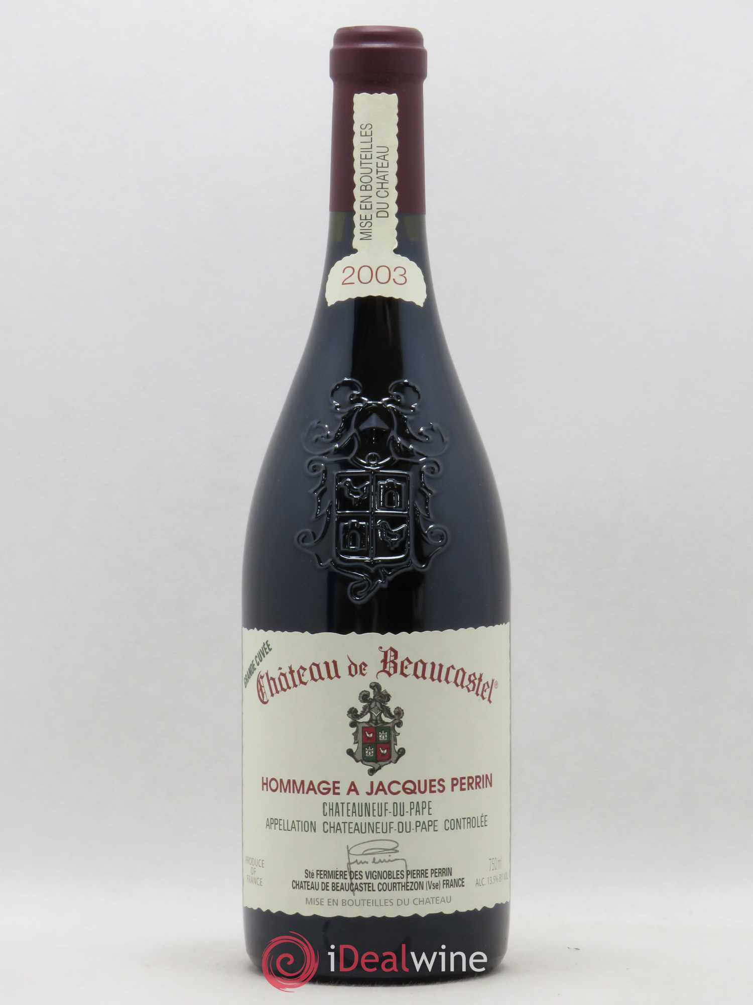 Châteauneuf-du-Pape Château de Beaucastel Hommage à Jacques Perrin Famille Perrin Grande Cuvée 2003 - Lot de 1 bouteille - 0