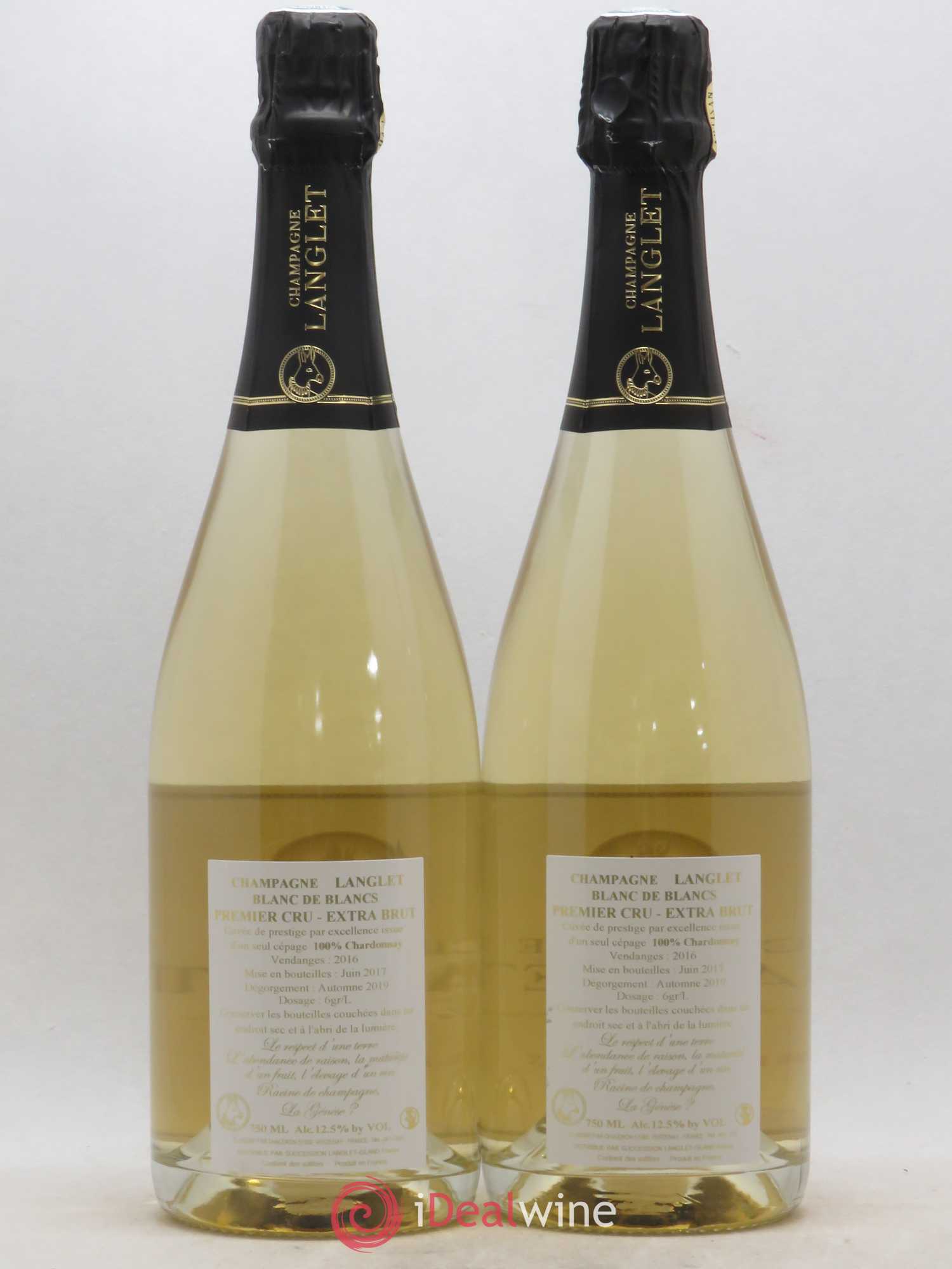 Champagne Langlet Blanc de blancs Extra Brut 2016 - Lot de 2 bouteilles - 1