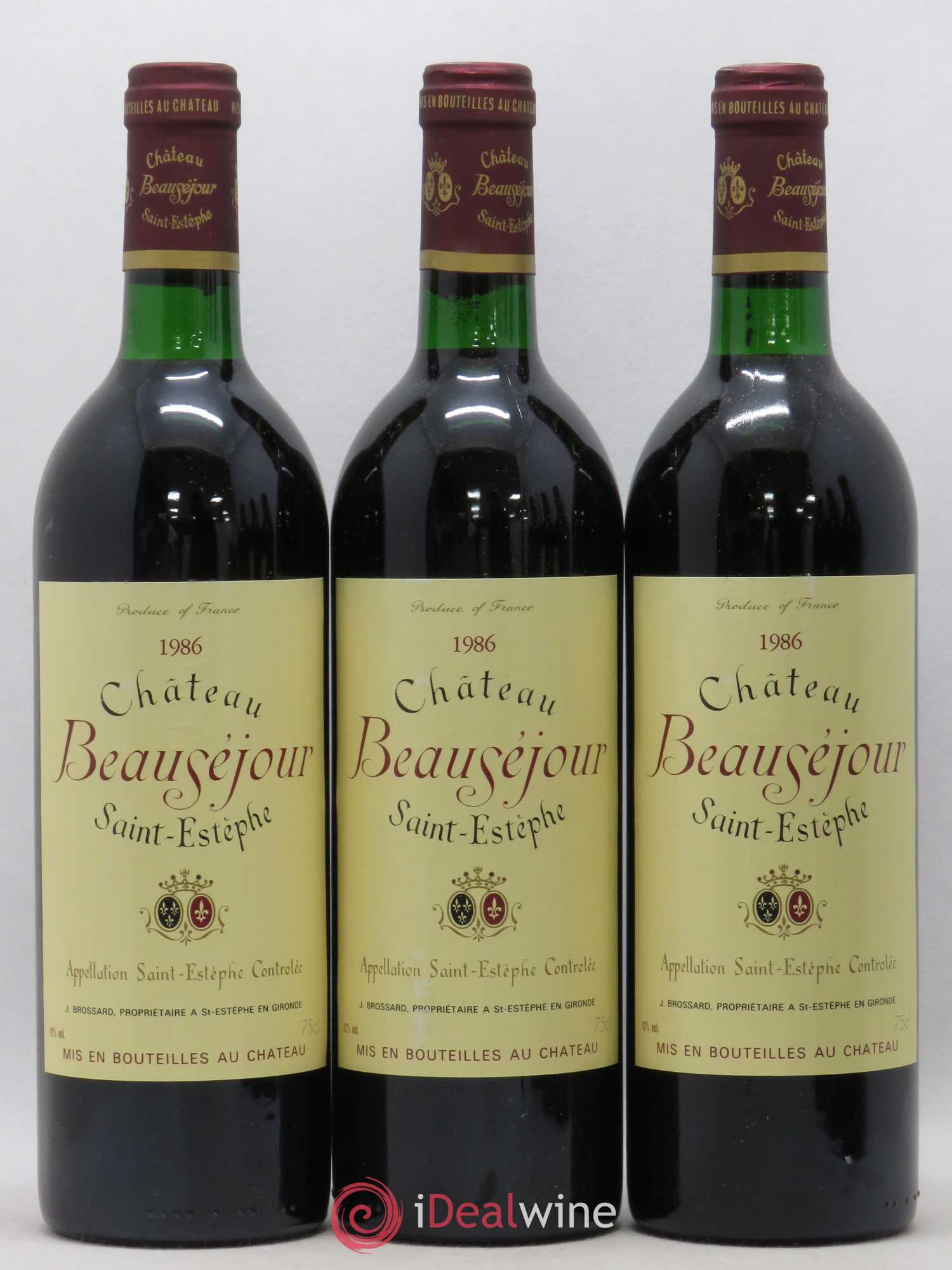 Saint-Estèphe Château Beauséjour (sans prix de réserve) 1986 - Posten von 3 Flaschen - 0