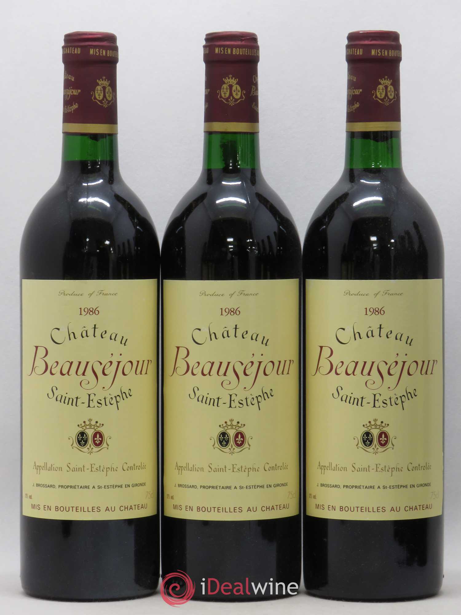 Saint-Estèphe Château Beauséjour (sans prix de réserve) 1986 - Posten von 3 Flaschen - 0