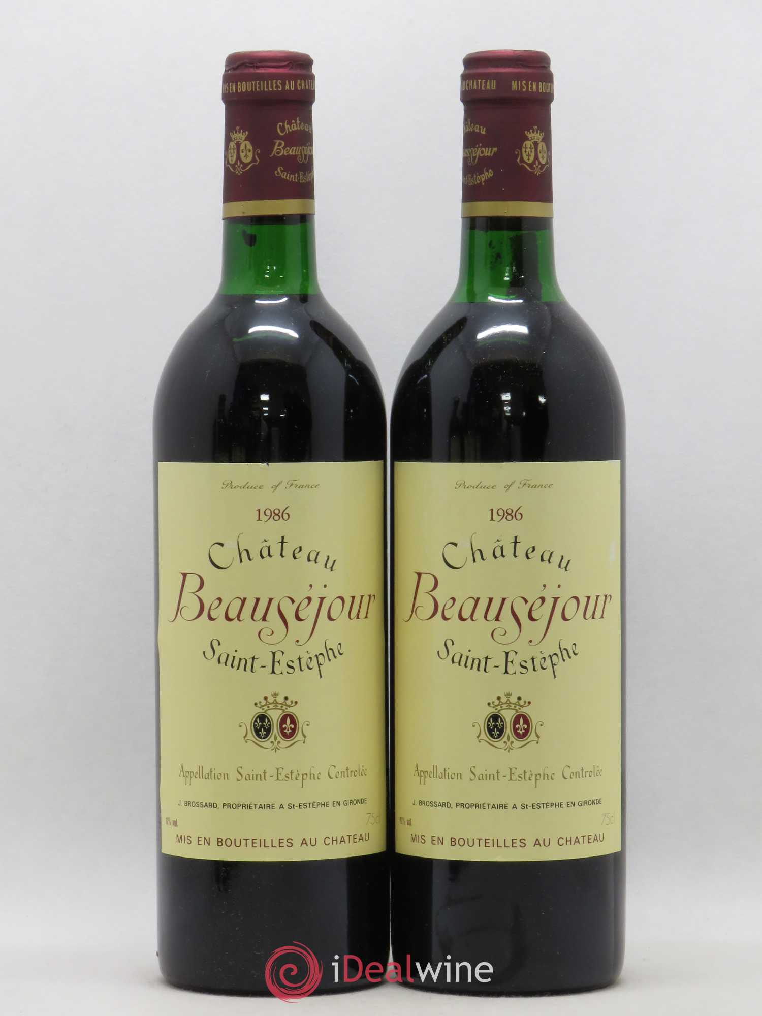 Saint-Estèphe Château Beauséjour (sans prix de réserve) 1986 - Posten von 2 Flaschen - 0
