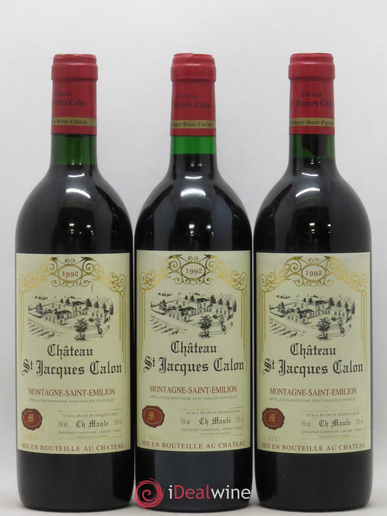 Montagne Saint-Émilion Château Saint-Jacques Calon (sans prix de réserve) 1992 - Posten von 3 Flaschen - 0