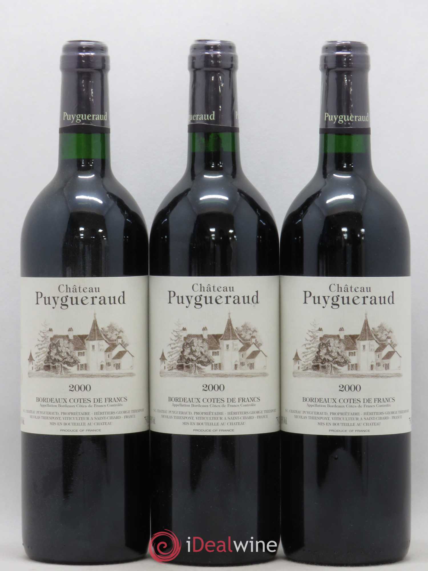 Château Puygueraud (sans prix de réserve) 2000 - Lot de 3 bouteilles - 0