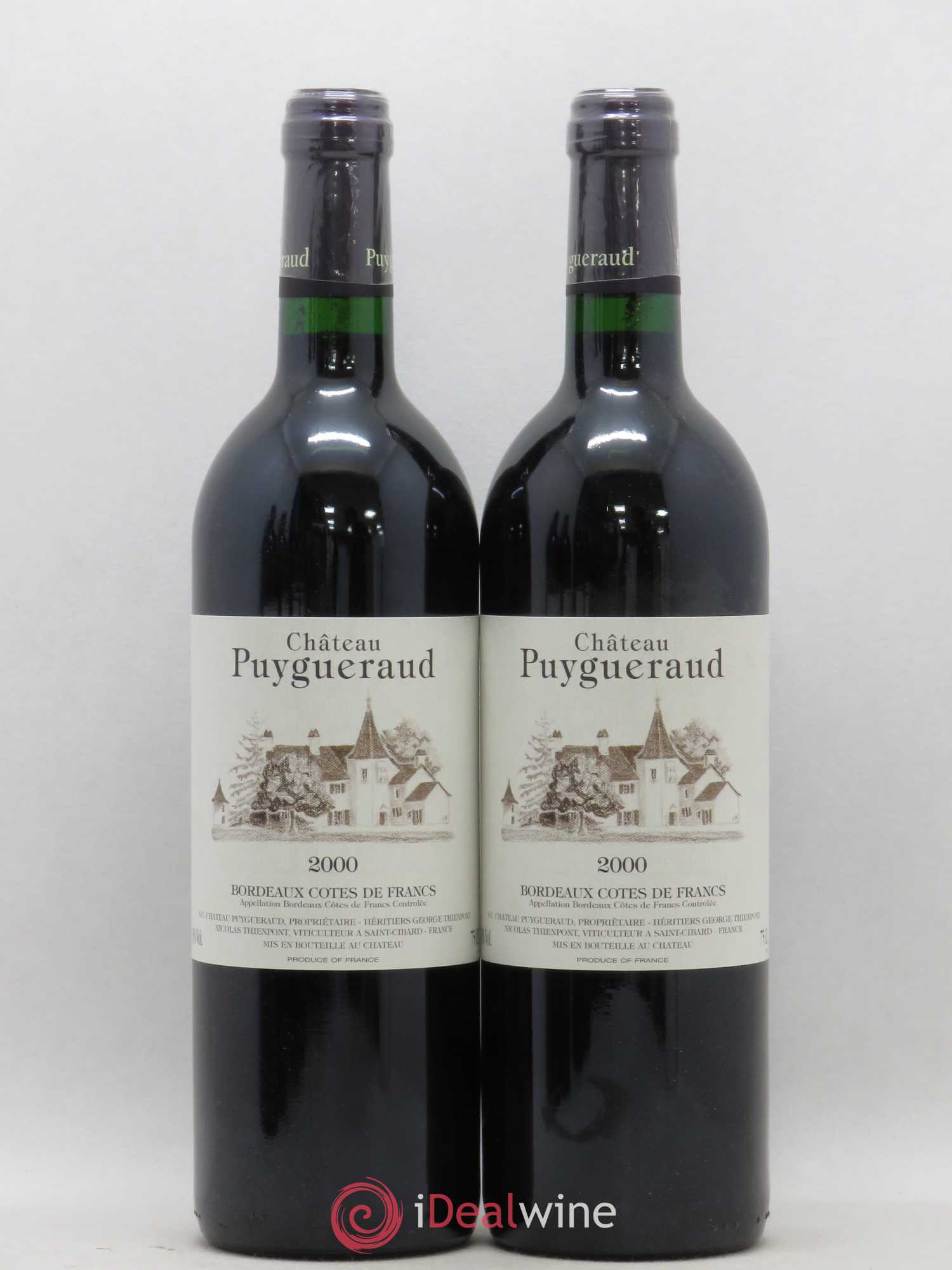 Château Puygueraud (sans prix de réserve) 2000 - Lot de 2 bouteilles - 0