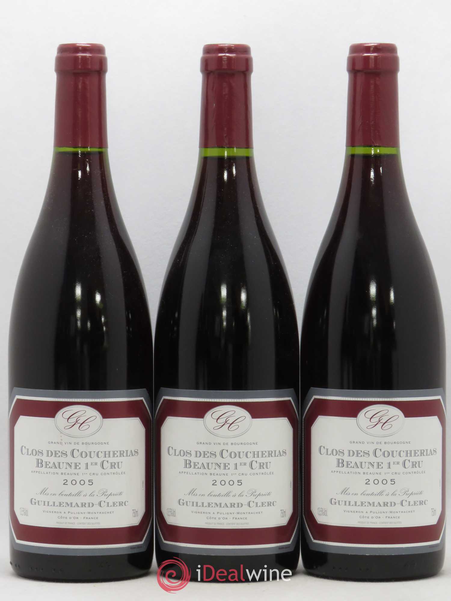 Beaune 1er Cru Clos des Coucherias Guillemard Clerc (sans prix de réserve) 2005 - Posten von 3 Flaschen - 0