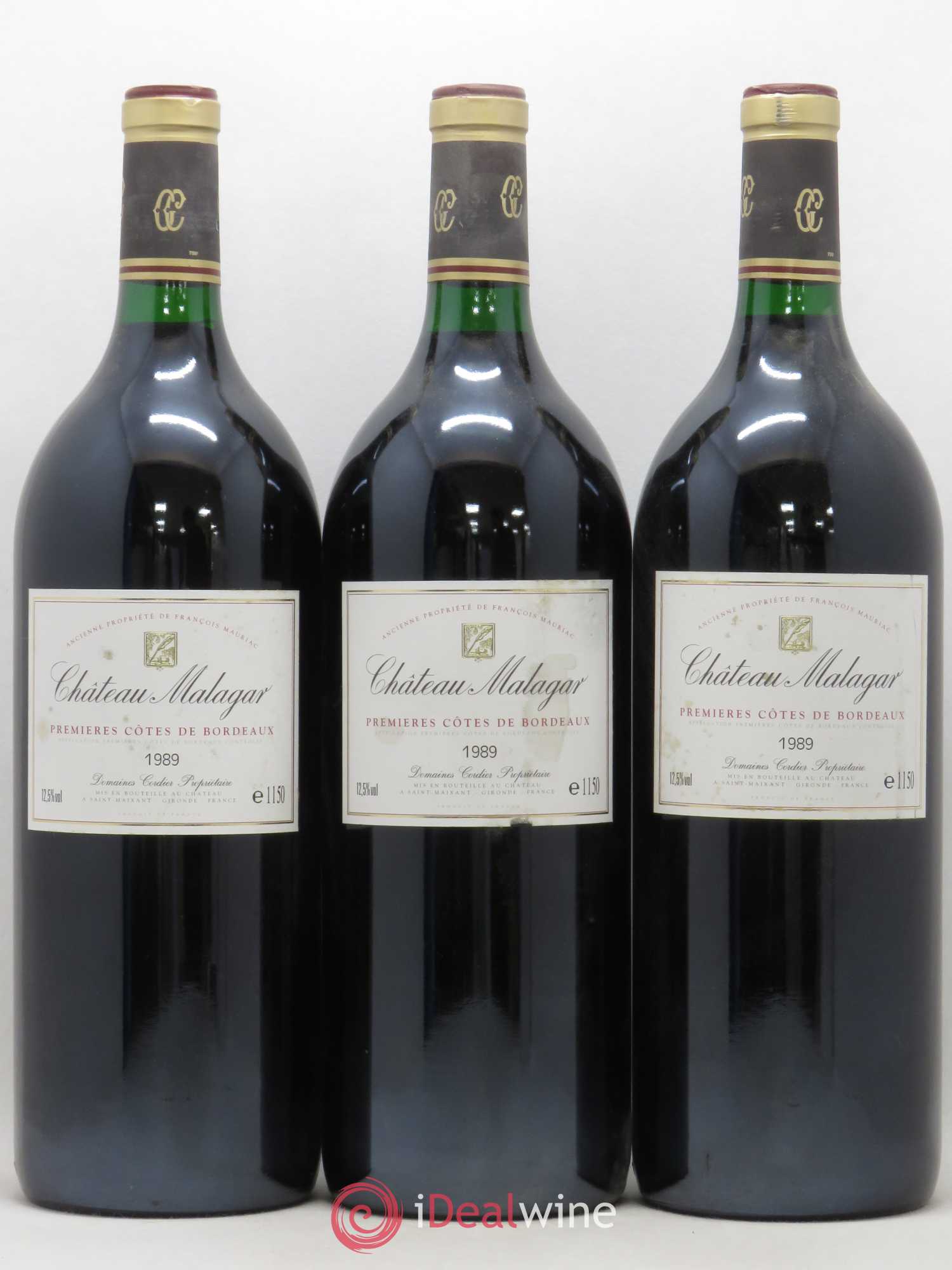 Premières Côtes de Bordeaux Château Malagar (sans prix de réserve) 1989 - Posten von 3 Magnum - 0