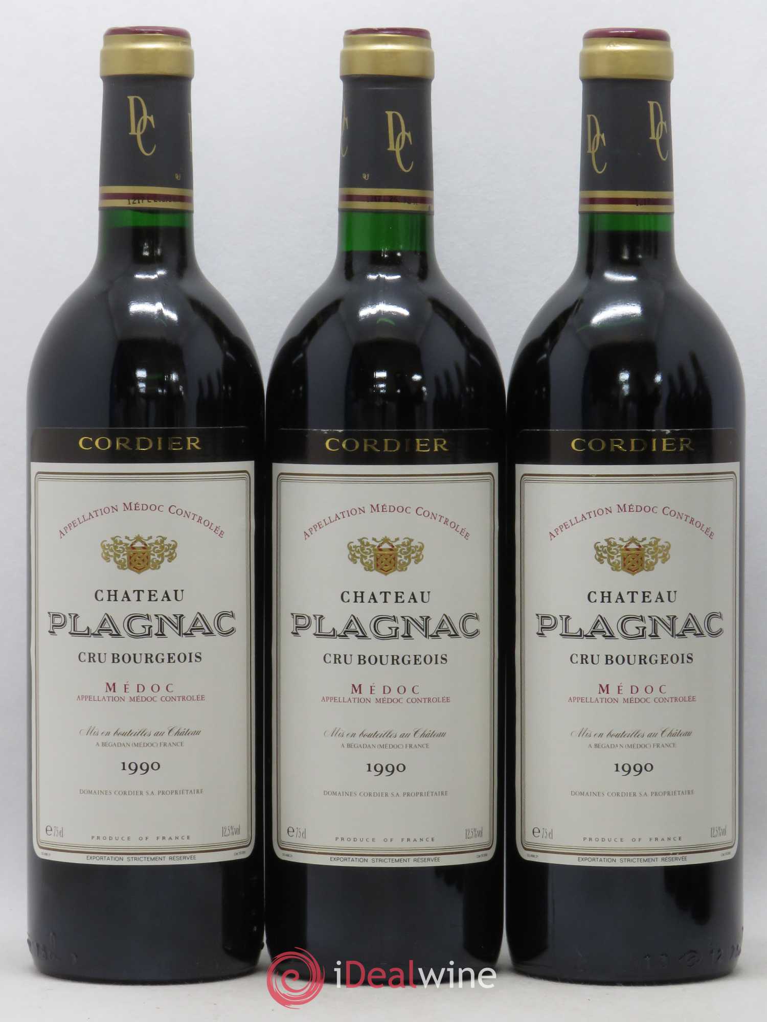 Château Plagnac Cru Bourgeois (sans prix de réserve) 1990 - Lot de 3 bouteilles - 0