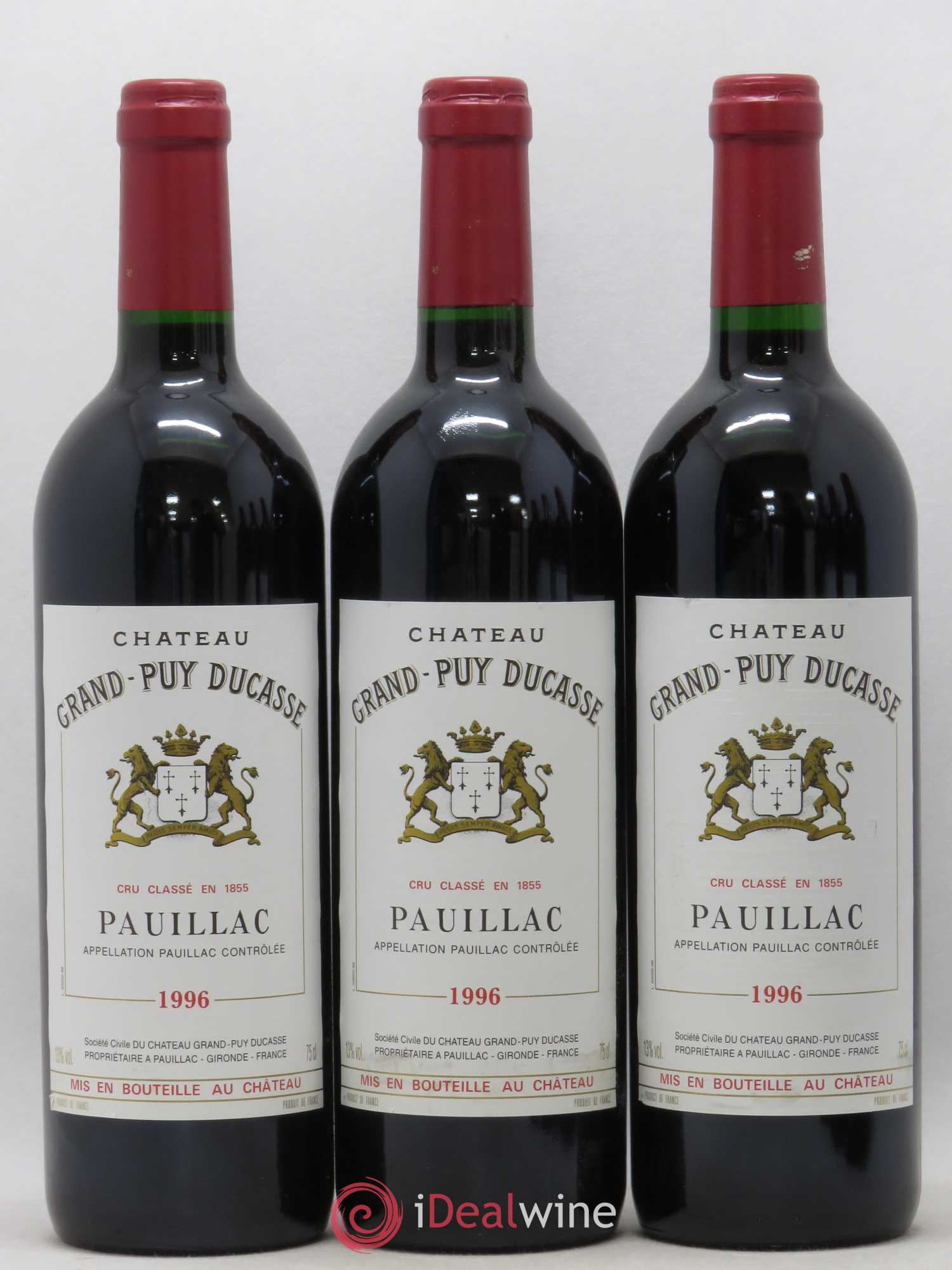 Château Grand Puy Ducasse 5ème Grand Cru Classé (sans prix de réserve) 1996 - Lot de 3 bouteilles - 0