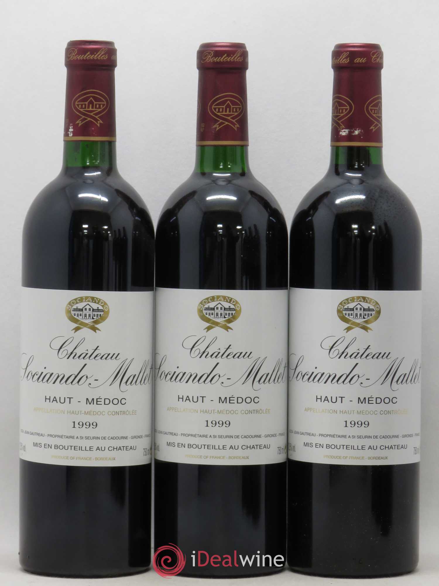 Château Sociando Mallet (sans prix de réserve) 1999 - Lot de 3 bouteilles - 0