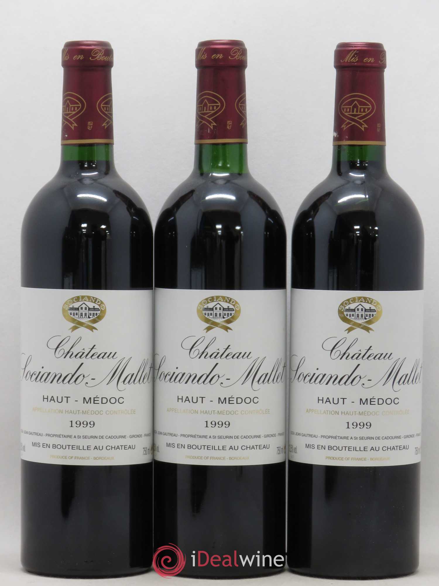 Château Sociando Mallet (sans prix de réserve) 1999 - Lot de 3 bouteilles - 0