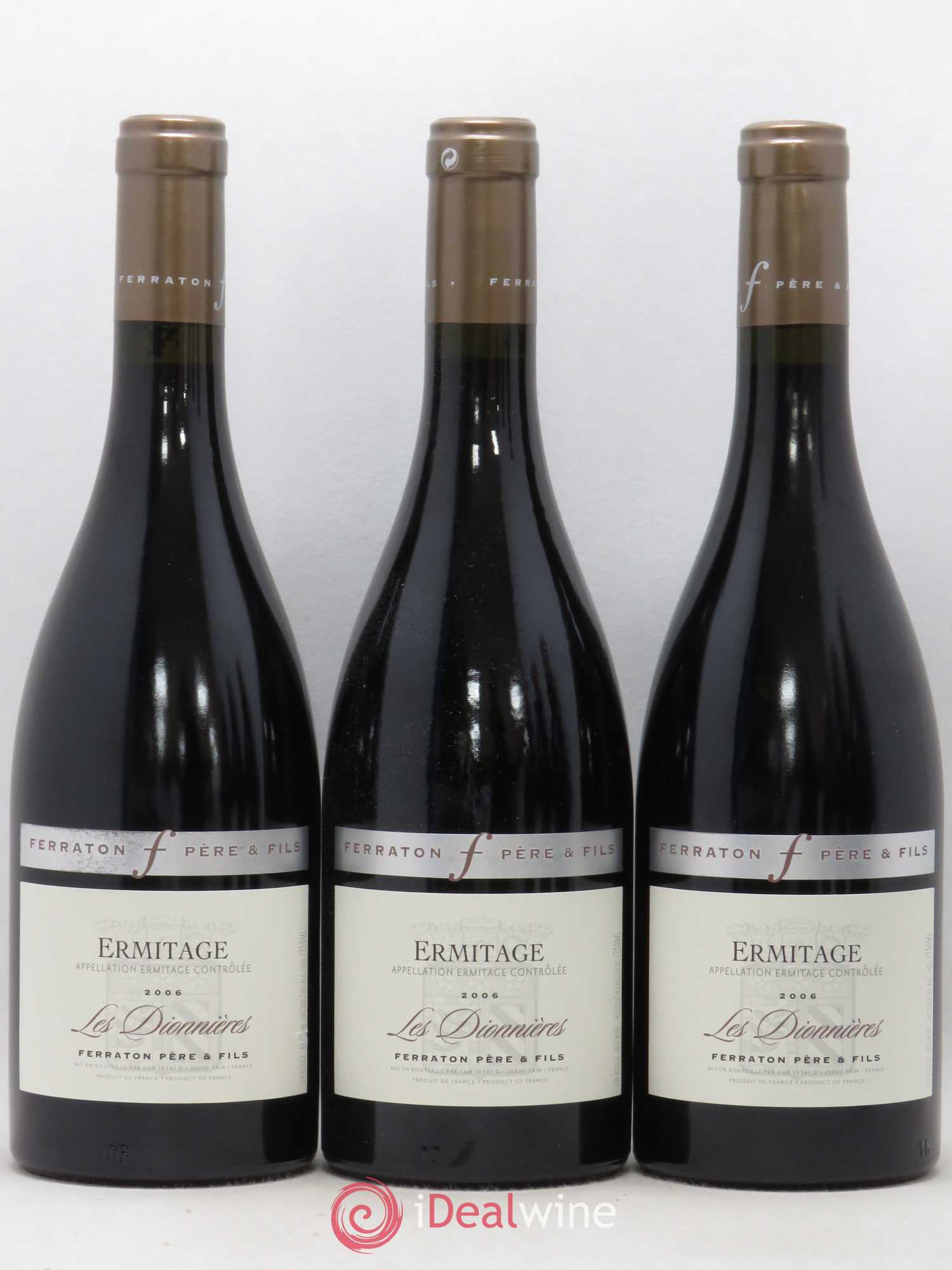 Hermitage Les Dionnières Ferraton Père et Fils (sans prix de réserve) 2006 - Posten von 3 Flaschen - 0