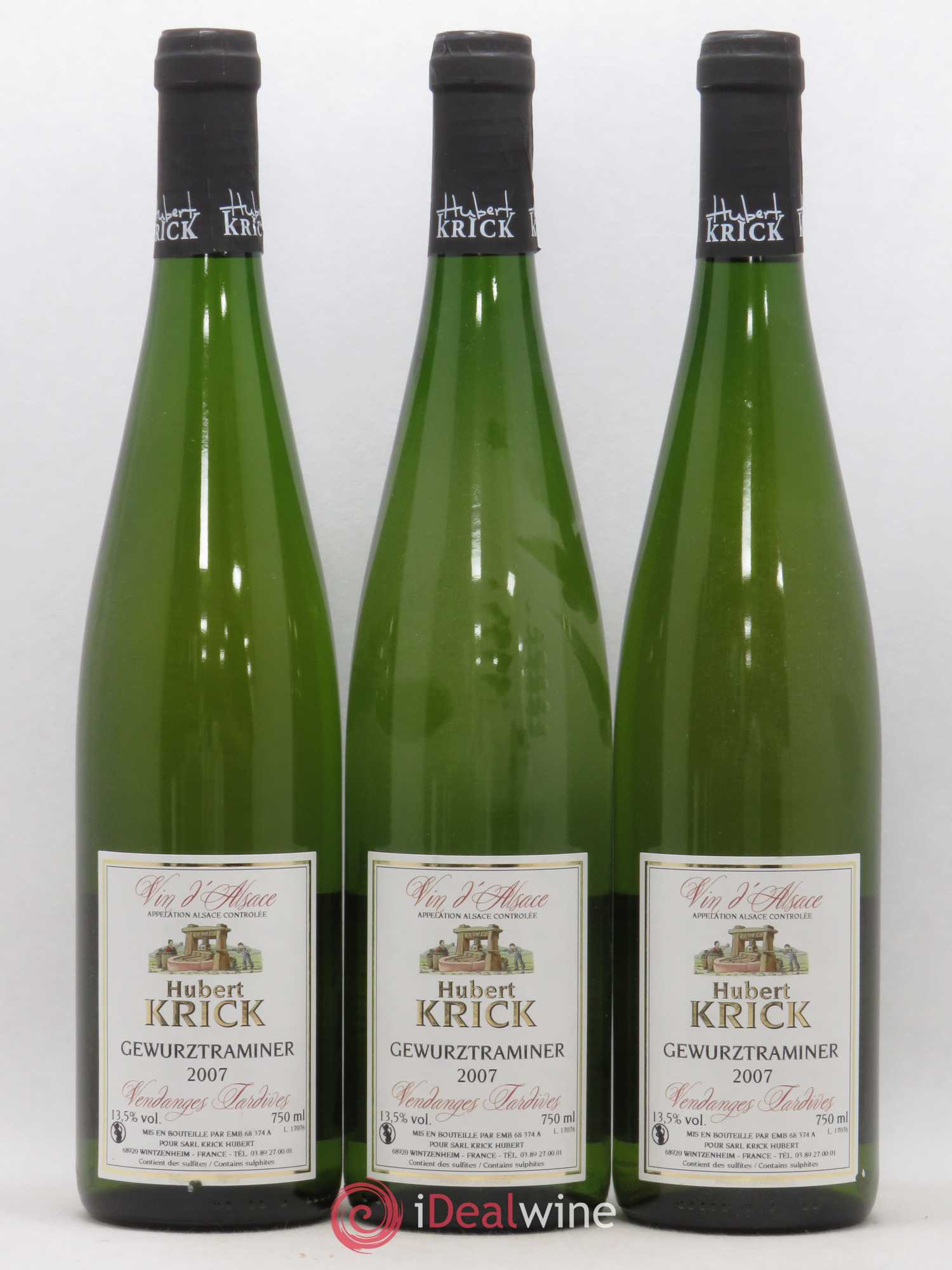 Gewurztraminer Vendanges Tardives Krick (sans prix de réserve) 2007 - Lotto di 3 bottiglie - 0