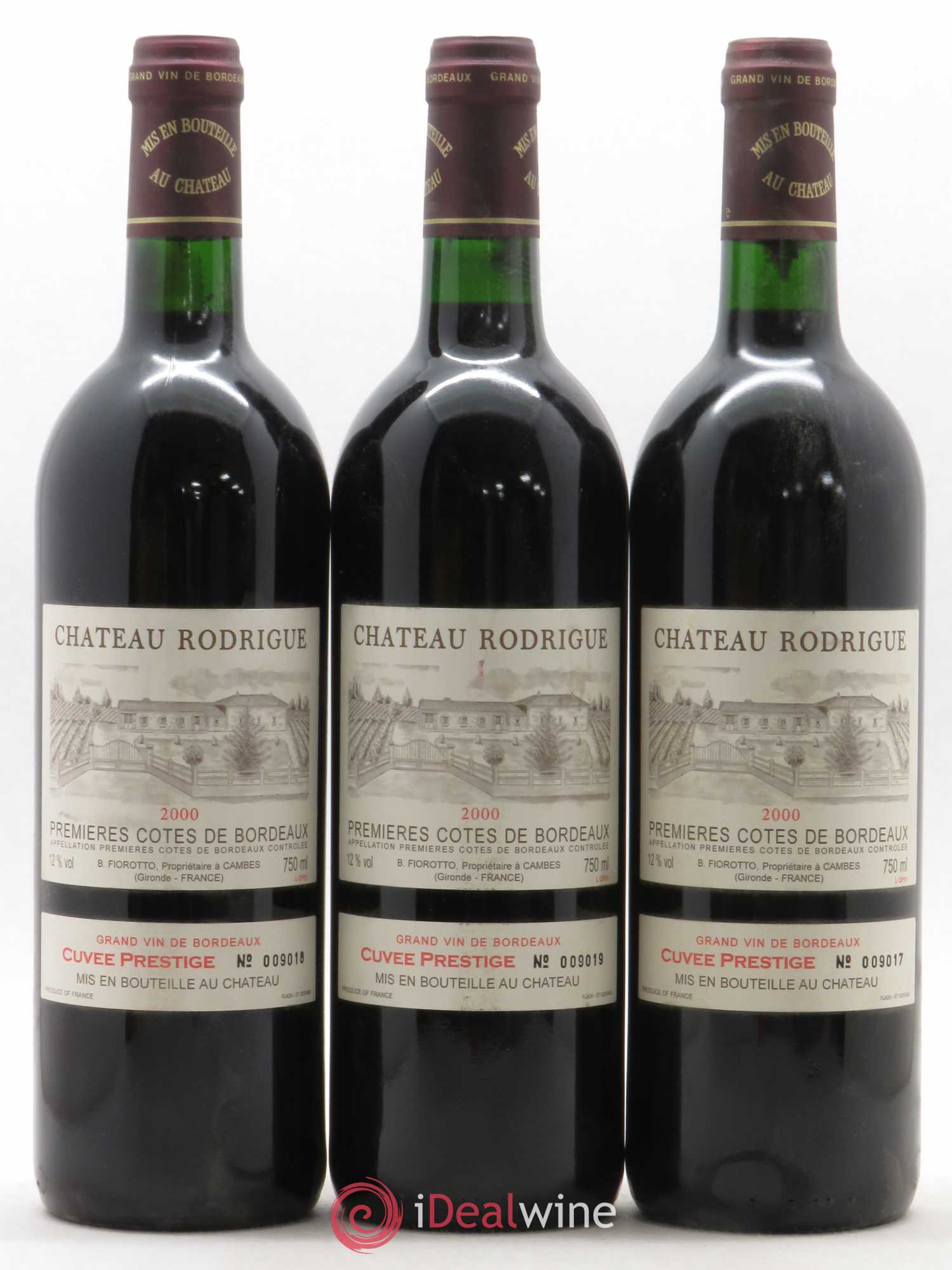 Premières Côtes de Bordeaux Château Rodrigue (sans prix de réserve) 2000 - Posten von 3 Flaschen - 0