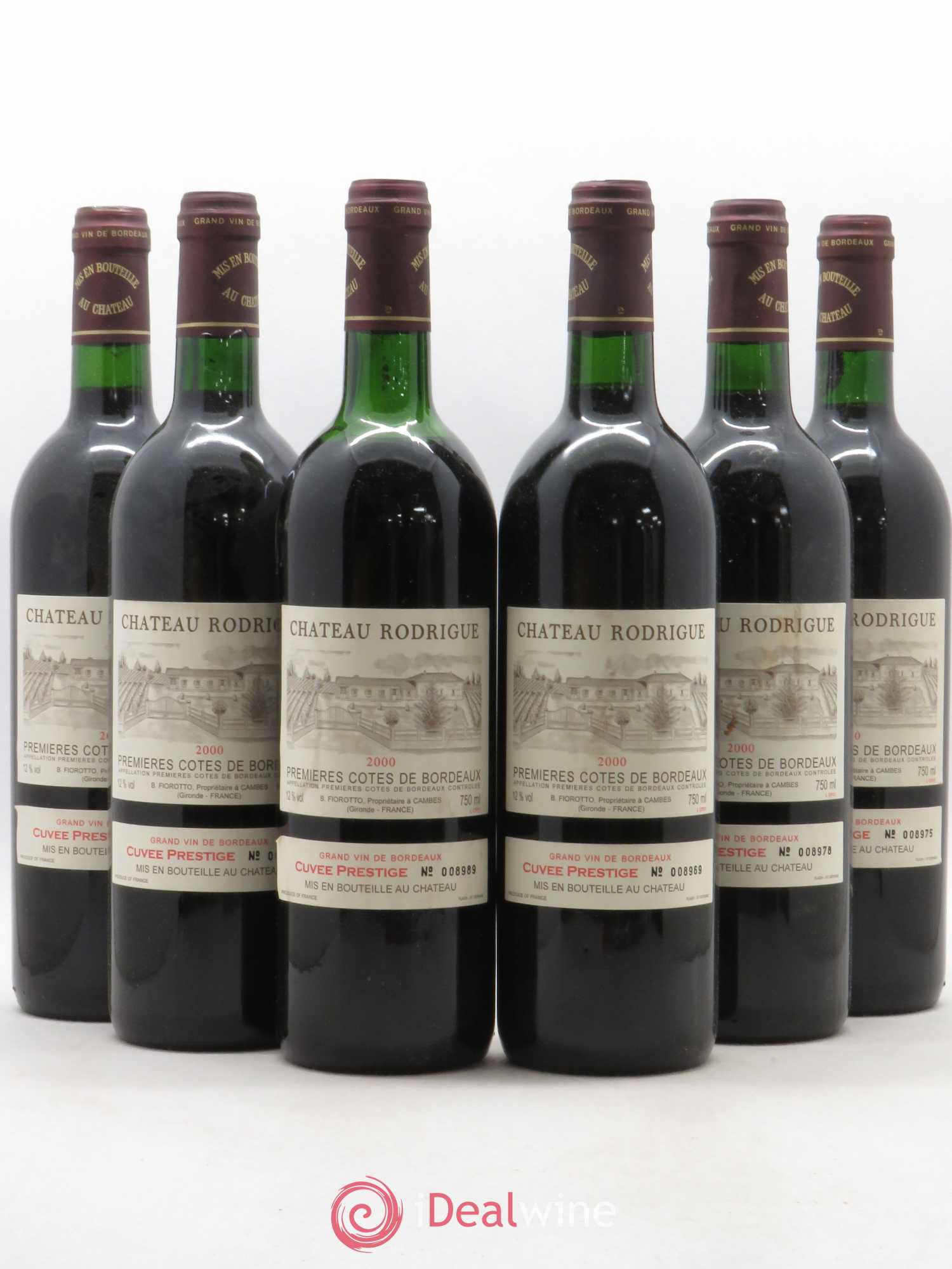 Premières Côtes de Bordeaux Château Rodrigue (sans prix de réserve) 2000 - Posten von 6 Flaschen - 0