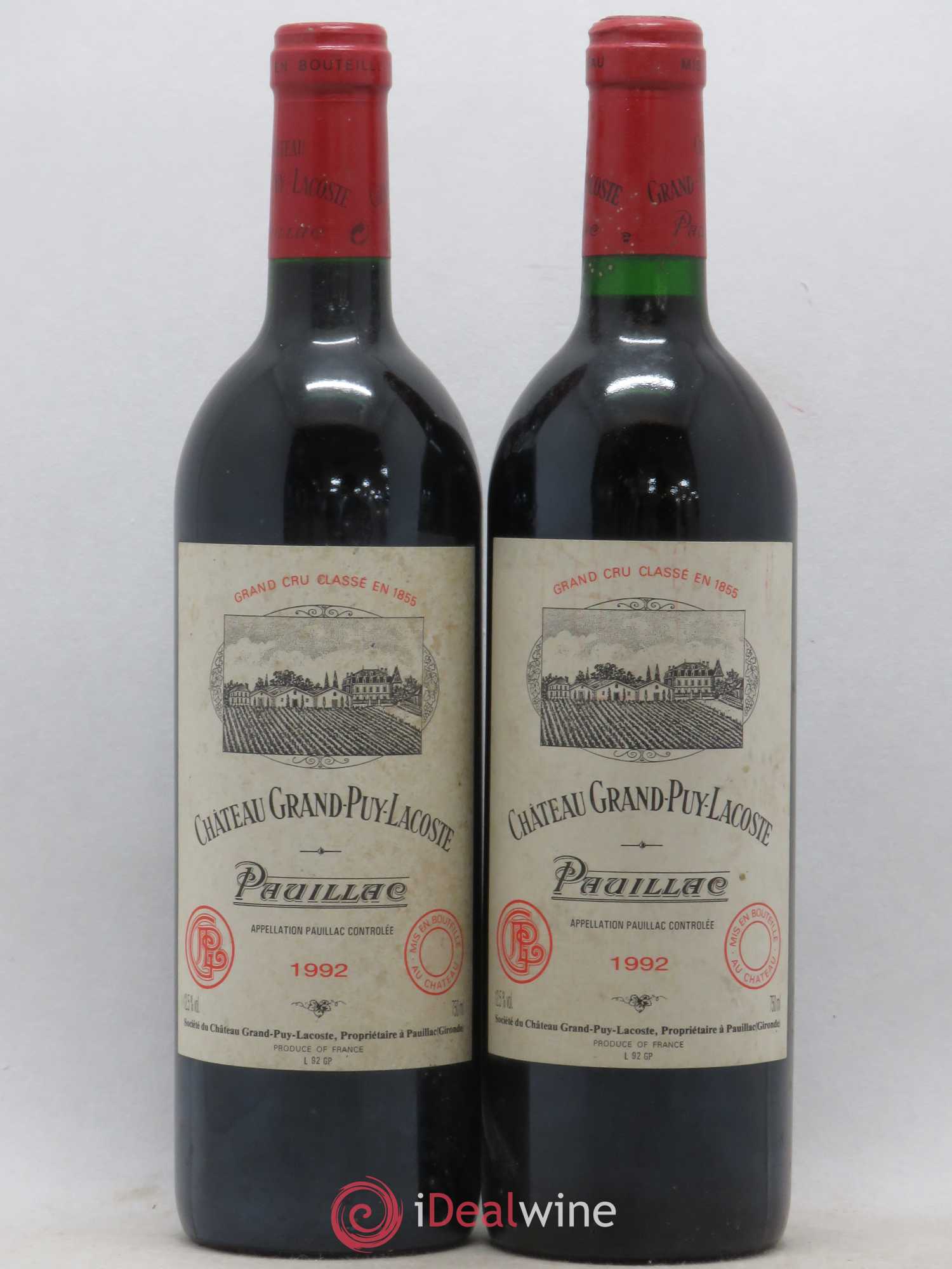 Château Grand Puy Lacoste 5ème Grand Cru Classé (sans prix de réserve) 1992 - Lot de 2 bouteilles - 0