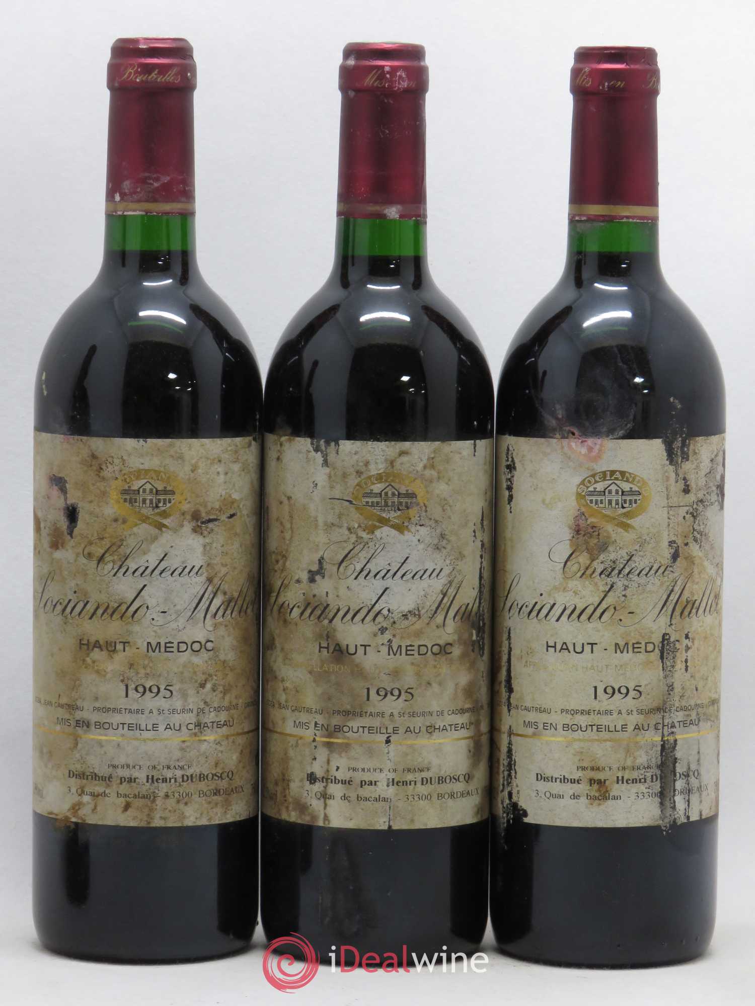 Château Sociando Mallet (sans prix de réserve) 1995 - Lot de 3 bouteilles - 0