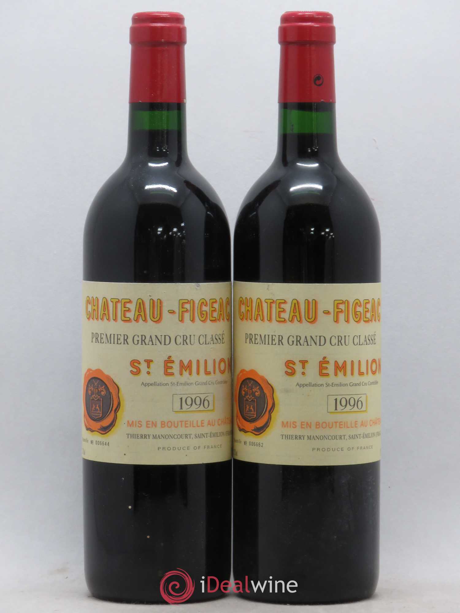 Château Figeac 1er Grand Cru Classé A (sans prix de réserve) 1996 - Lot de 2 bouteilles - 0