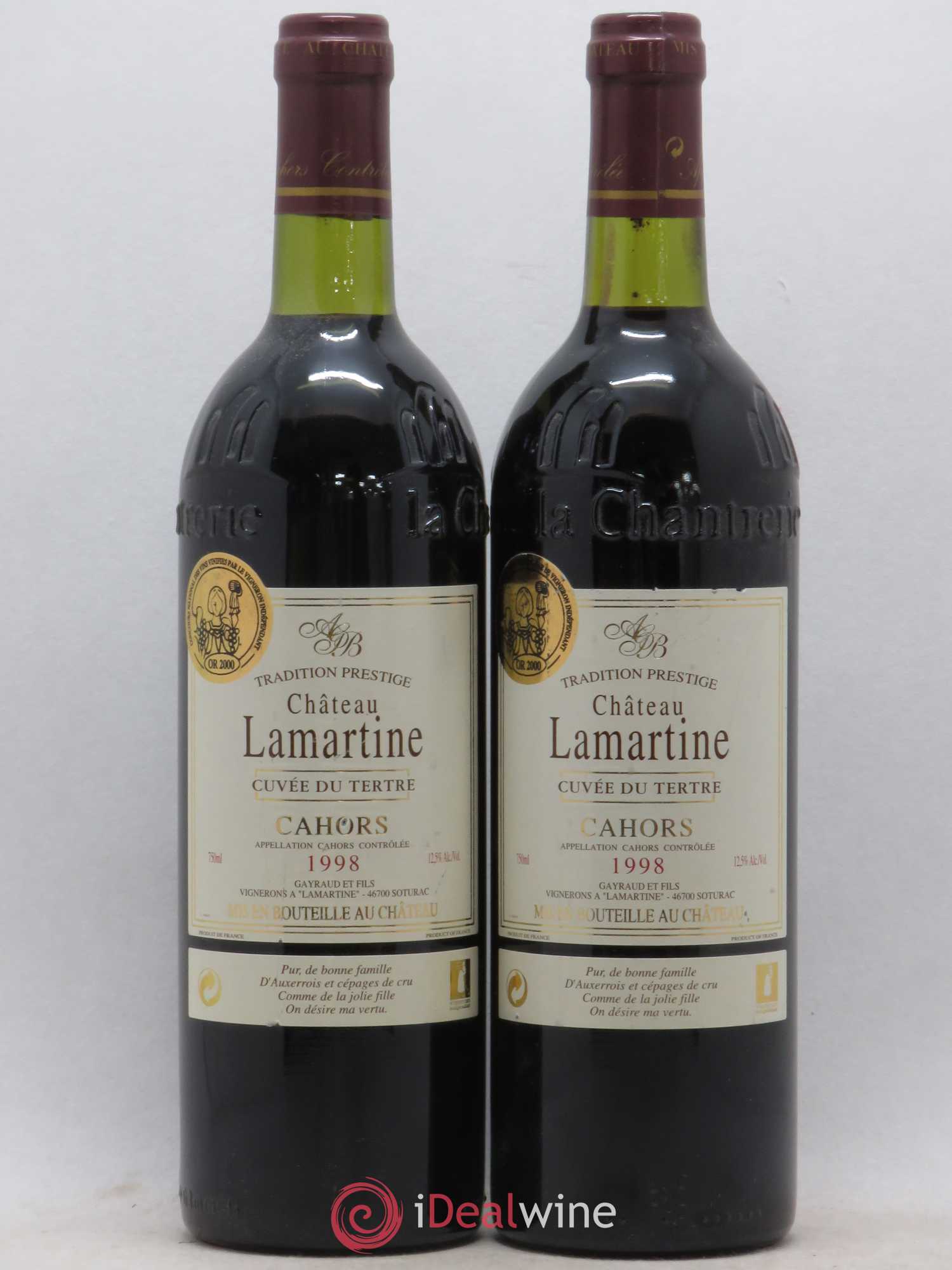 Cahors Lamartine Cuvée du Tertre (sans prix de réserve) 1998 - Posten von 2 Flaschen - 0