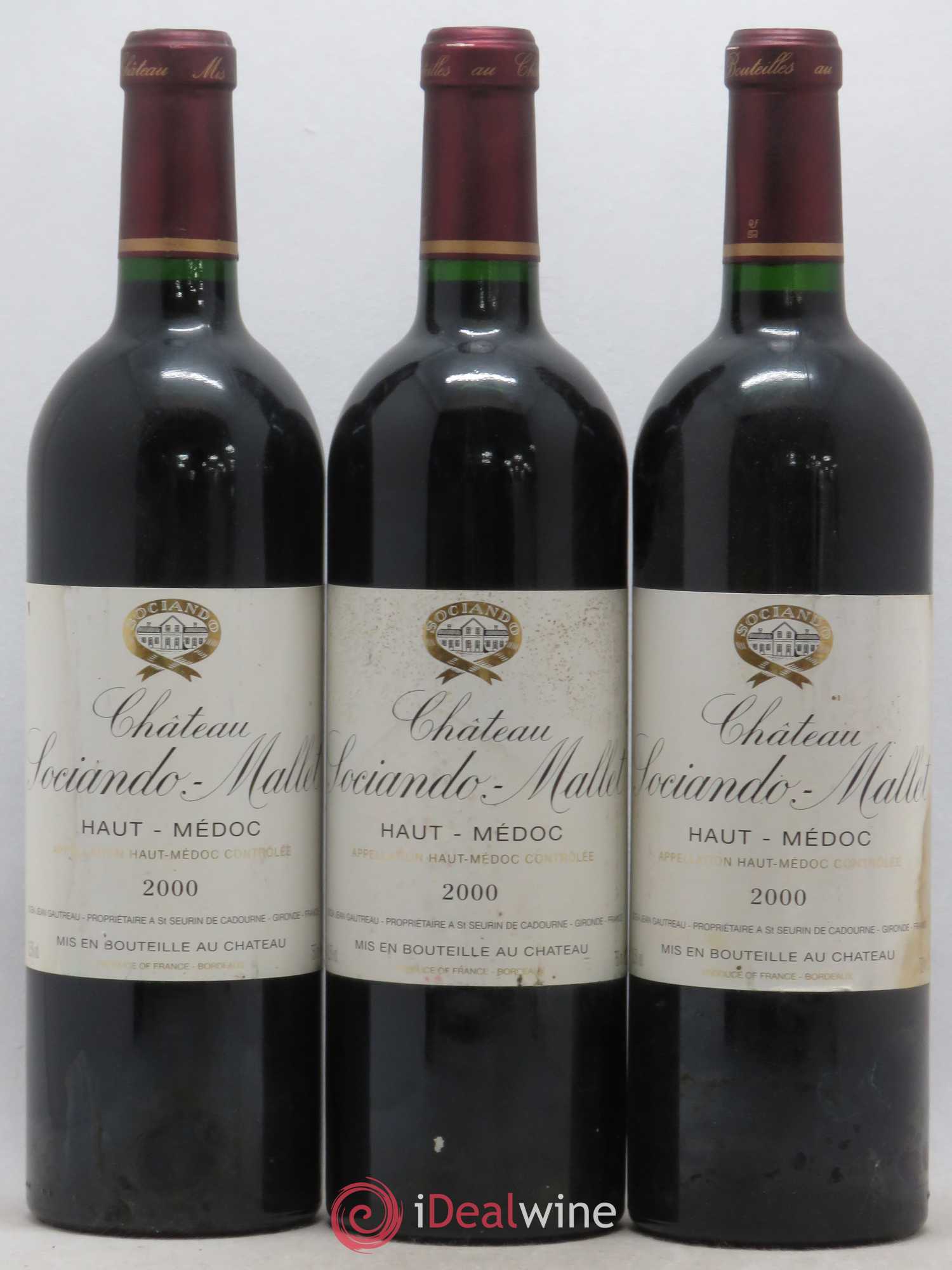 Château Sociando Mallet (sans prix de réserve) 2000 - Lot de 3 bouteilles - 0