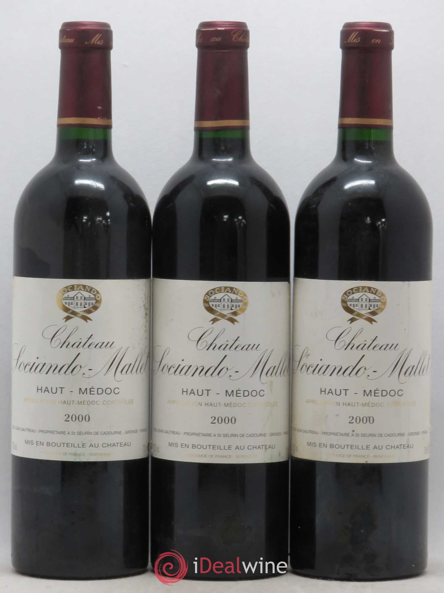 Château Sociando Mallet (sans prix de réserve) 2000 - Lot de 3 bouteilles - 0