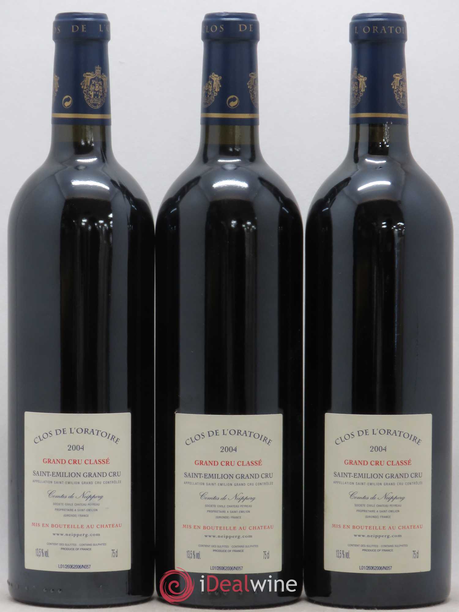 Clos de l'Oratoire Grand Cru Classé (sans prix de réserve) 2004 - Lot de 3 bouteilles - 1