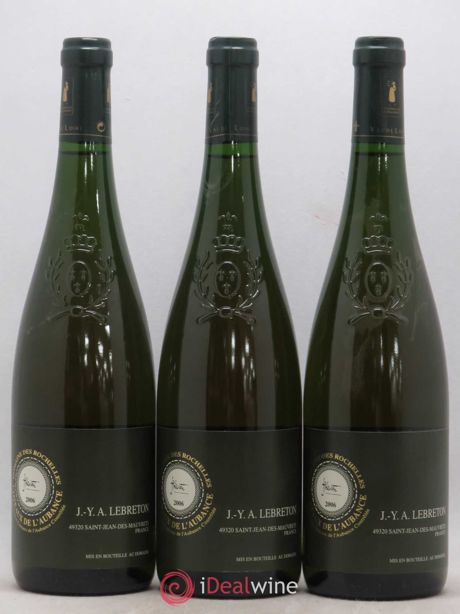 Coteaux de l'Aubance Domaine des Rochelles Lebreton (sans prix de réserve) 2006 - Posten von 3 Flaschen - 0