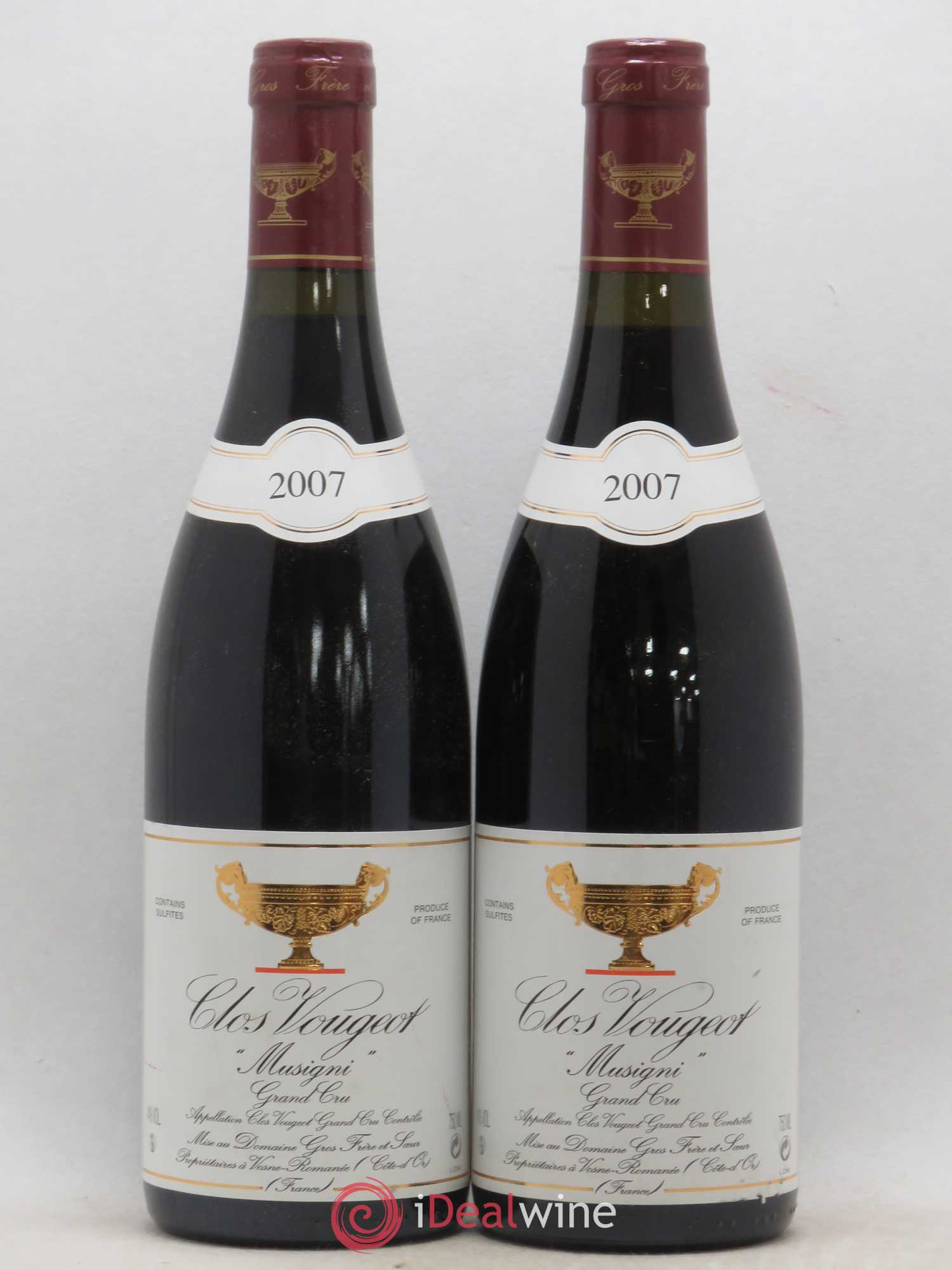 Clos de Vougeot Grand Cru Musigni Gros Frère & Soeur (sans prix de réserve) 2007 - Lot de 2 bouteilles - 0