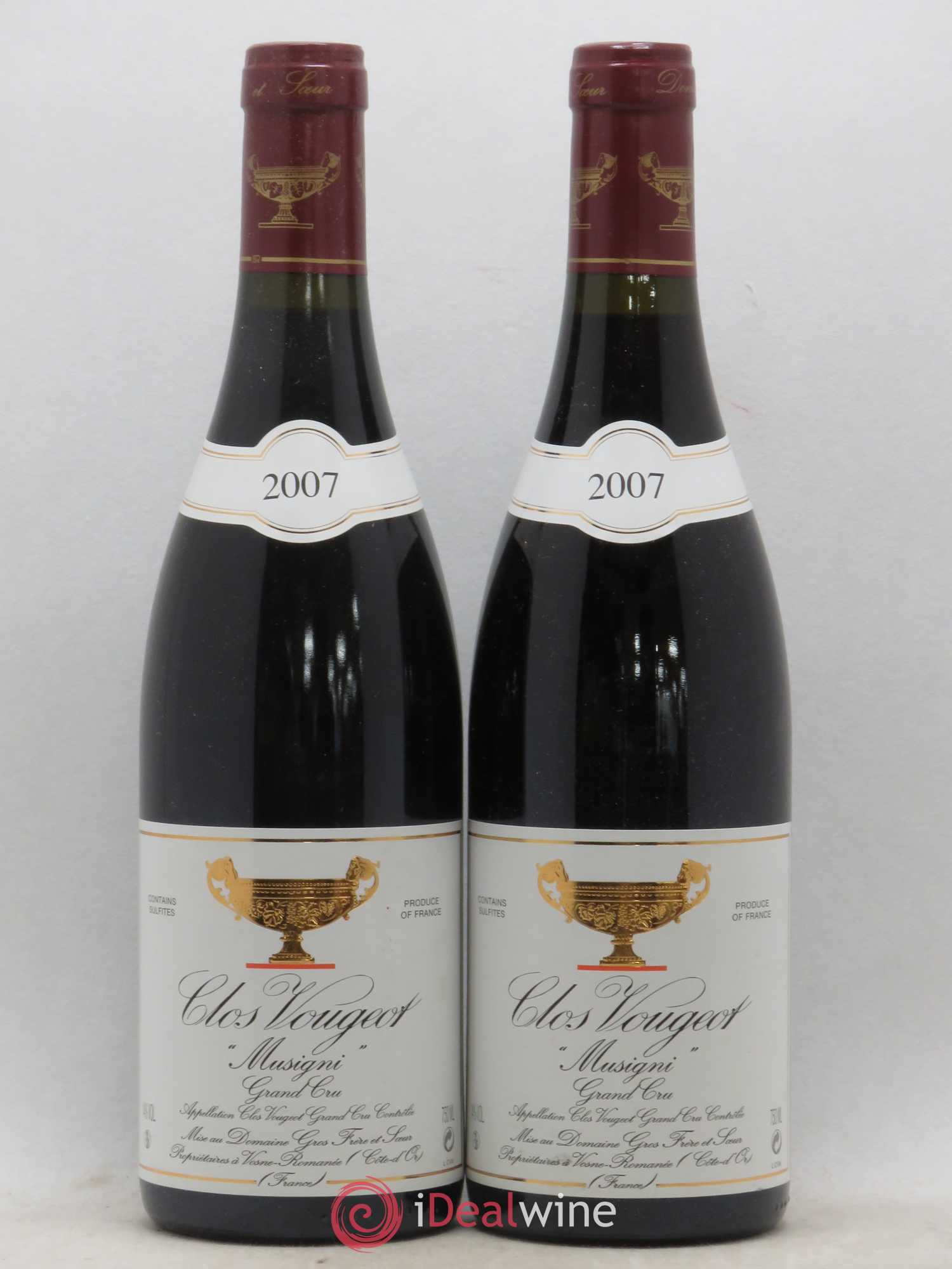 Clos de Vougeot Grand Cru Gros Frère & Soeur Musigni (sans prix de réserve) 2007 - Lot de 2 bouteilles - 0