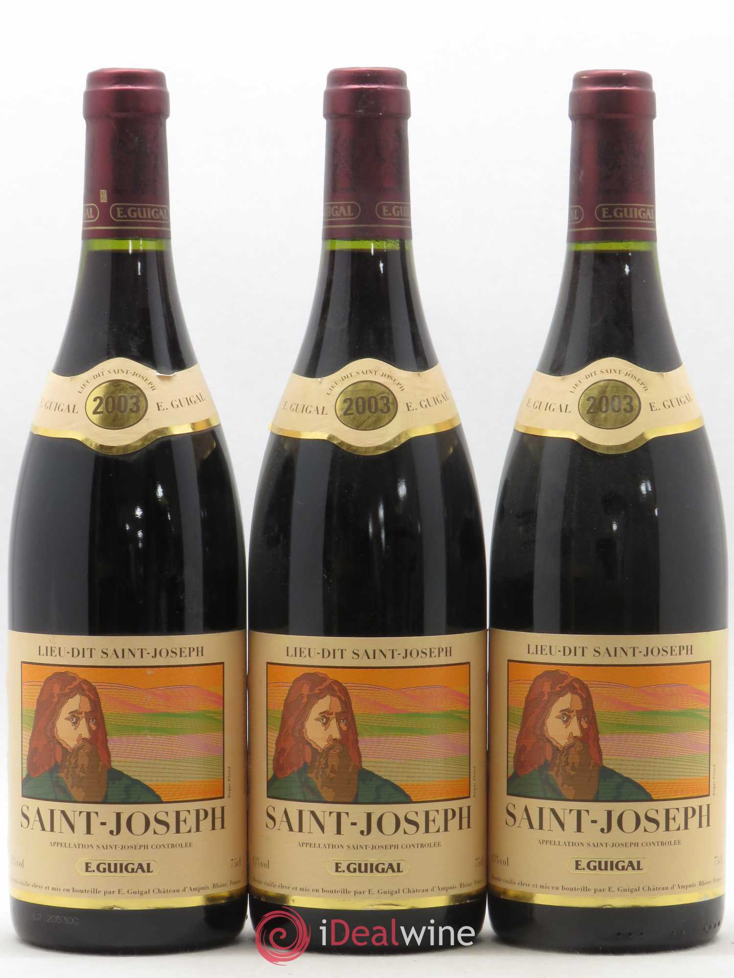 Saint-Joseph Lieu-dit Saint-Joseph Guigal (sans prix de réserve) 2003 - Lot de 3 bouteilles - 0