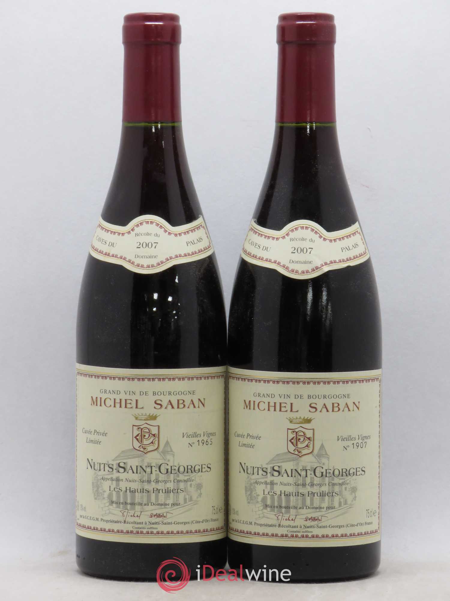 Nuits-Saint-Georges Les Hauts Pruliers Michel Saban (sans prix de réserve) 2007 - Posten von 2 Flaschen - 0