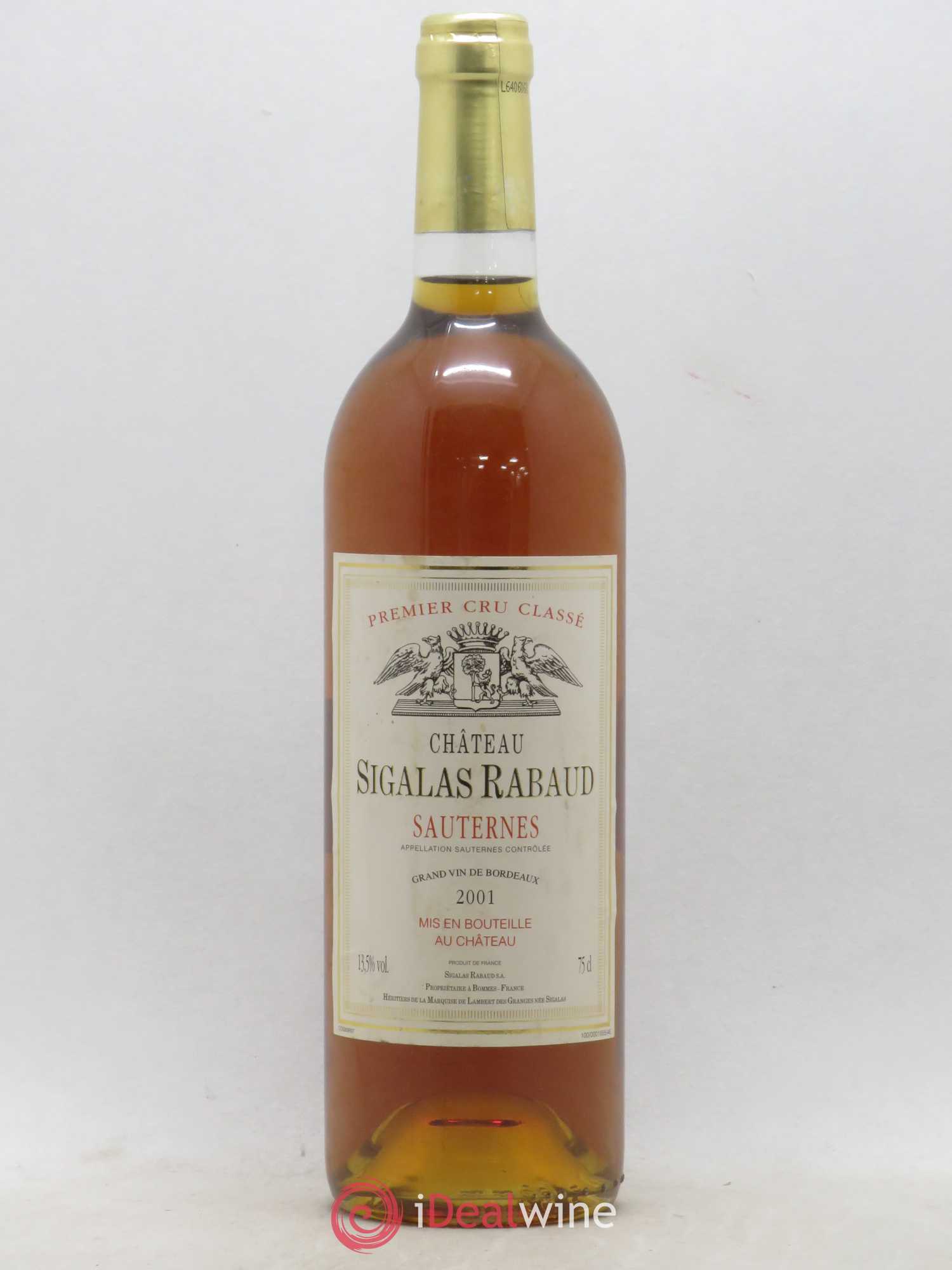 Château Sigalas Rabaud 1er Grand Cru Classé (senza prezzo di riserva) 2001 - Lotto di 1 bottiglia - 0
