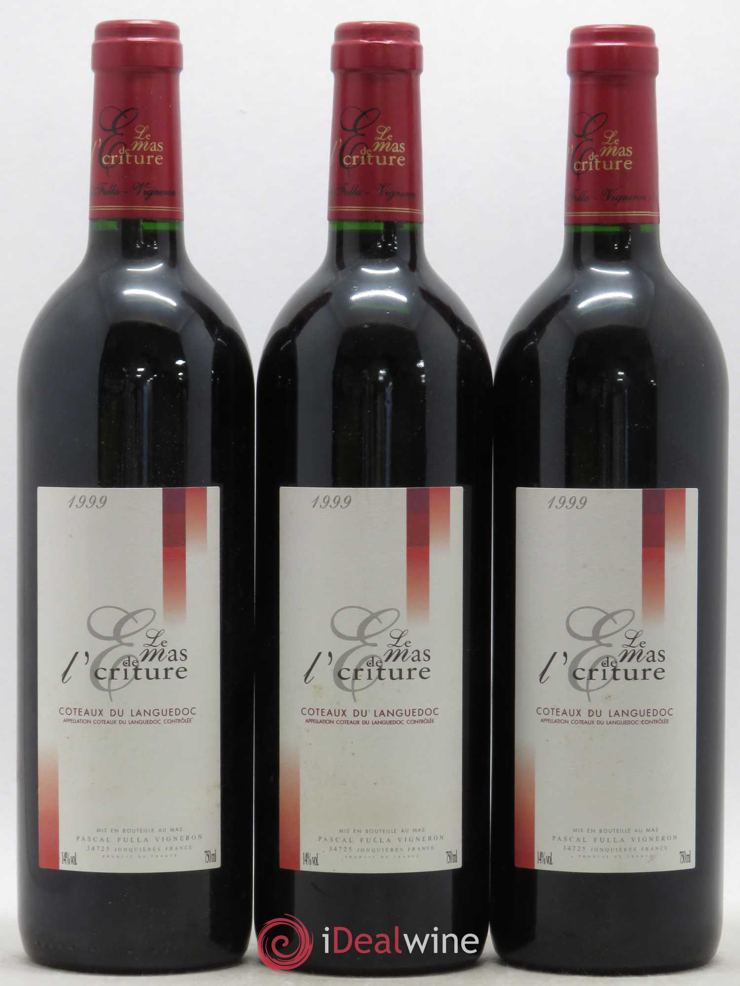 Coteaux du Languedoc Mas de l'Ecriture (sans prix de réserve) 1999 - Posten von 3 Flaschen - 0
