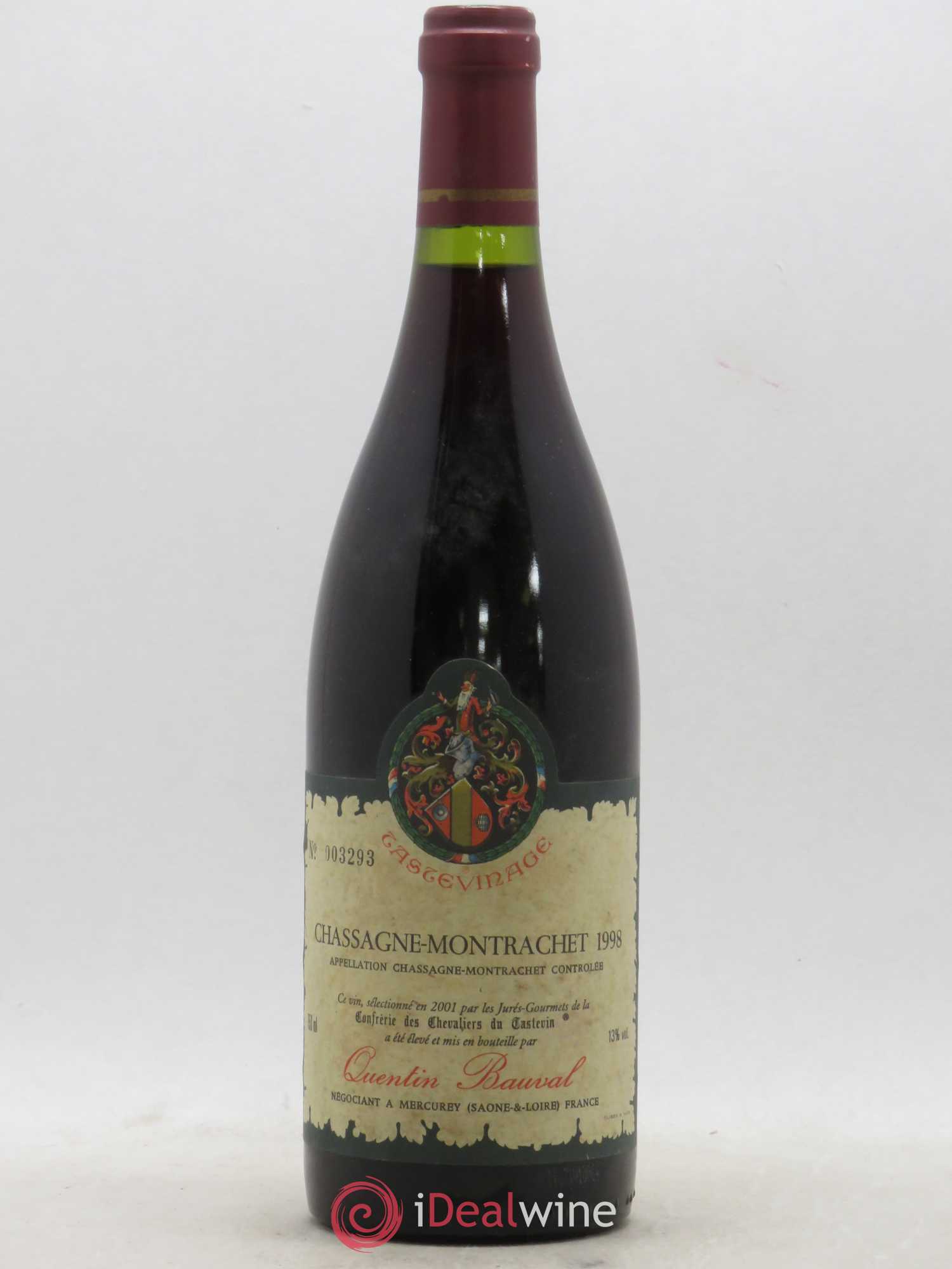 Chassagne-Montrachet Tastevinage Quentin Bauval (sans prix de réserve) 1998 - Posten von 1 Flasche - 0