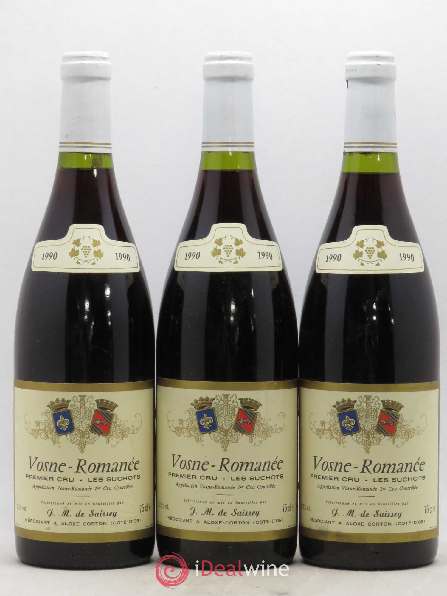 Vosne-Romanée 1er Cru Les Suchots J.M Saissey (sans prix de réserve) 1990 - Posten von 3 Flaschen - 0