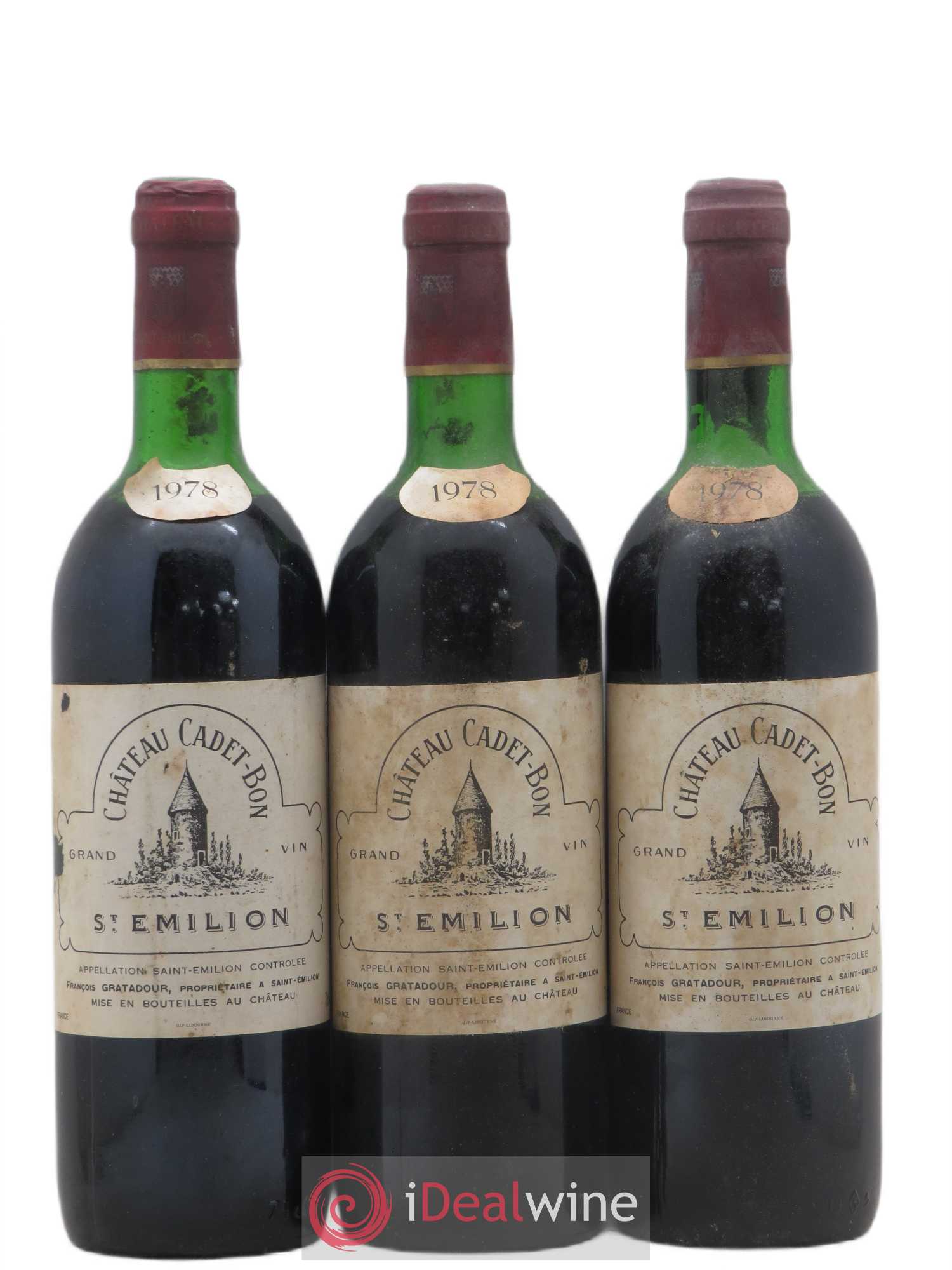 Château Cadet Bon Grand Cru Classé (sans prix de réserve) 1978 - Lot de 3 bouteilles - 0