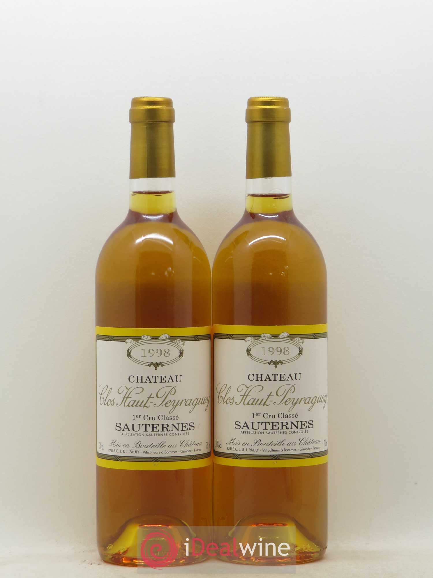 Clos Haut-Peyraguey 1er Grand Cru Classé (senza prezzo di riserva) (senza prezzo di riserva) 1998 - Lotto di 2 bottiglie - 0