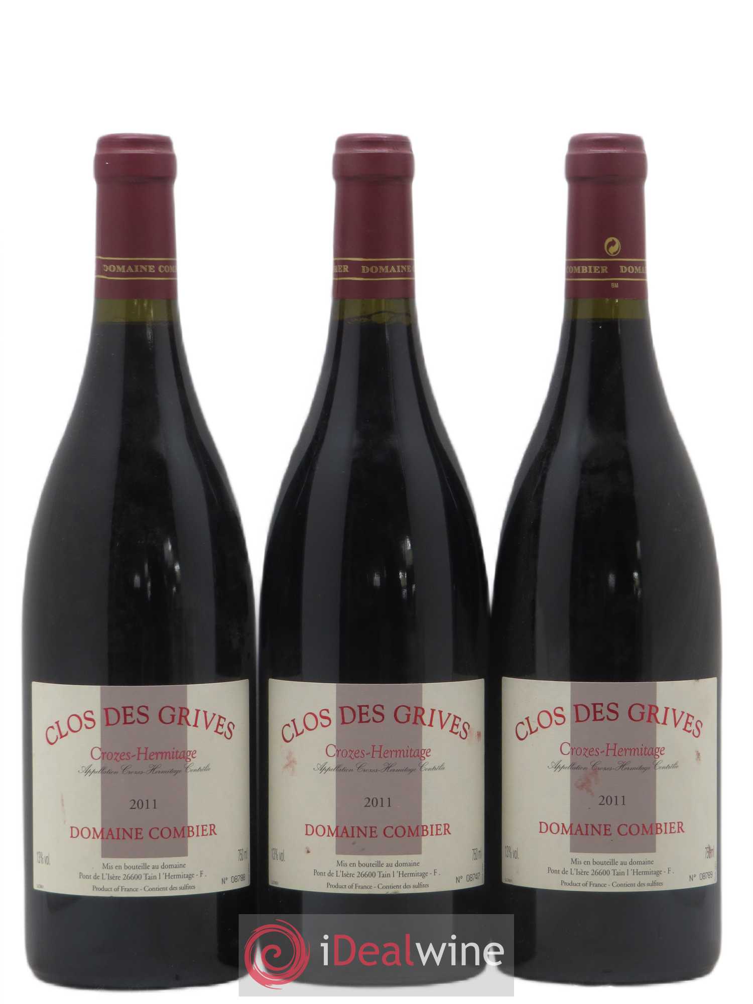Crozes-Hermitage Clos des Grives Combier (sans prix de réserve) 2011 - Lot de 3 bouteilles - 0