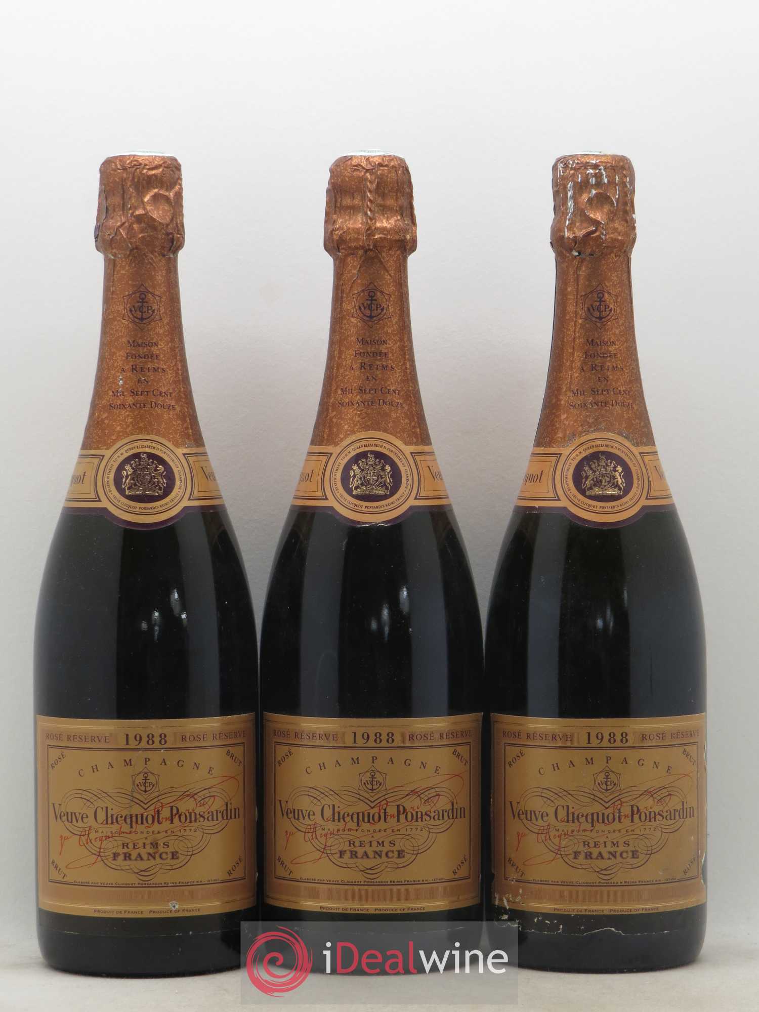 Vintage Rosé Veuve Clicquot (sans prix de réserve) 1988 - Lot de 3 bouteilles - 0