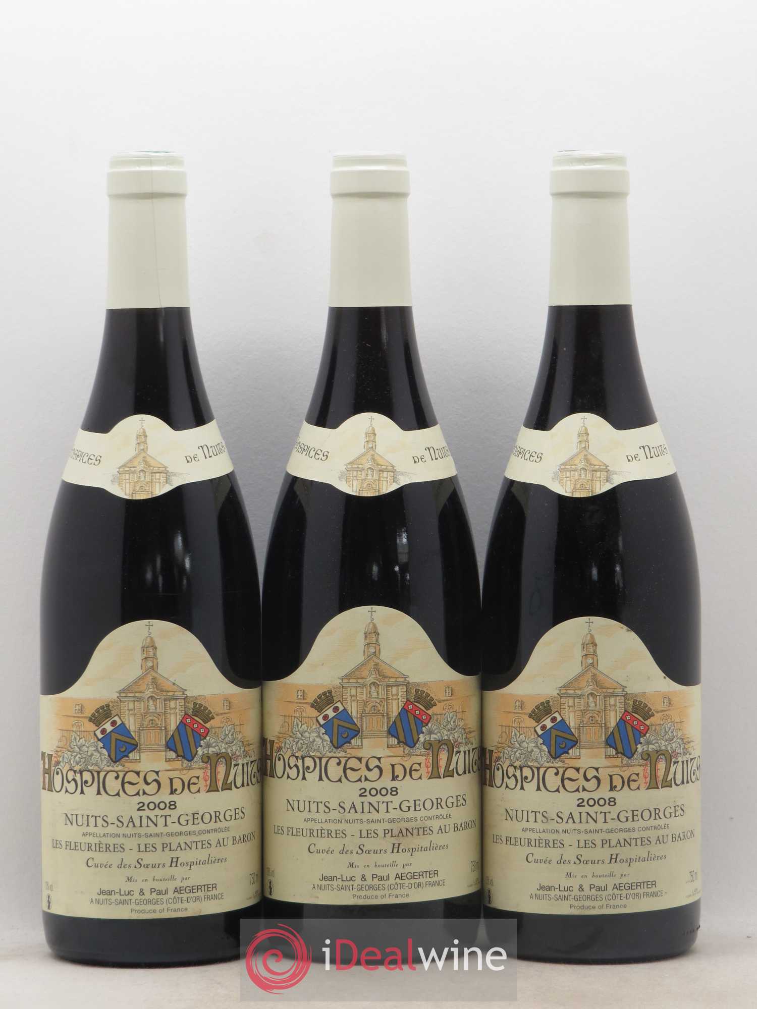 Nuits-Saint-Georges Hospices de Nuits Les Fleurières Les Plantes Au Baron Cuvée des Soeurs Hospitalières Aegerter (sans prix de réserve) 2008 - Posten von 3 Flaschen - 0