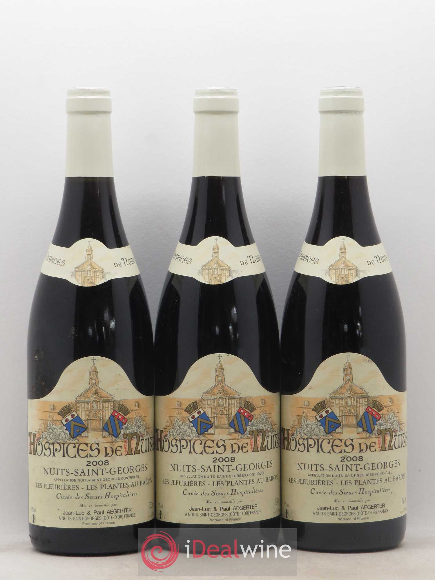 Nuits-Saint-Georges Hospices de Nuits Les Fleurières Les Plantes Au Baron Cuvée des Soeurs Hospitalières Aegerter (sans prix de réserve) (sans prix de réserve) 2008 - Posten von 3 Flaschen - 0