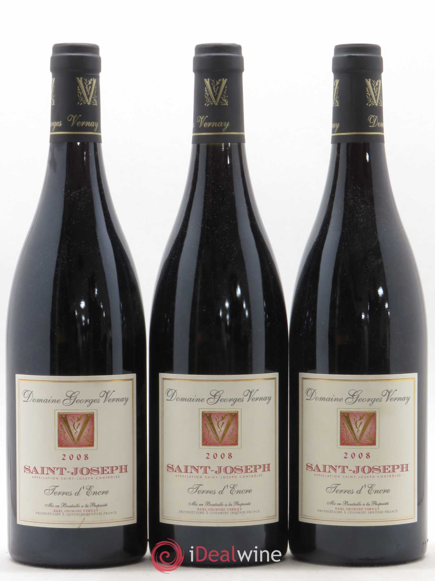 Saint-Joseph Terres d'Encre Georges Vernay (sans prix de réserve) 2008 - Lot de 3 bouteilles - 0