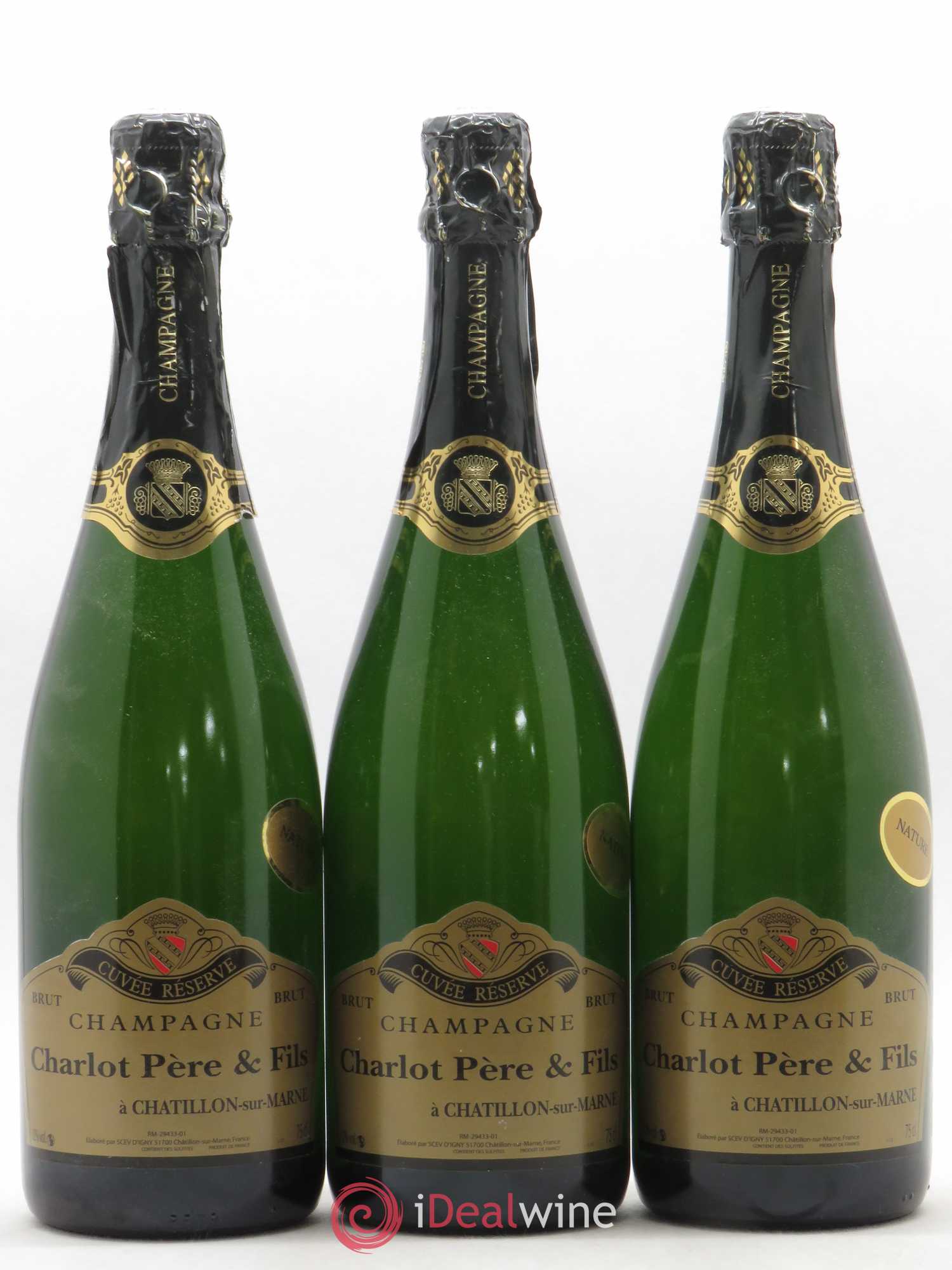 Champagne Charlot Brut Nature (sans prix de réserve) - Posten von 3 Flaschen - 0