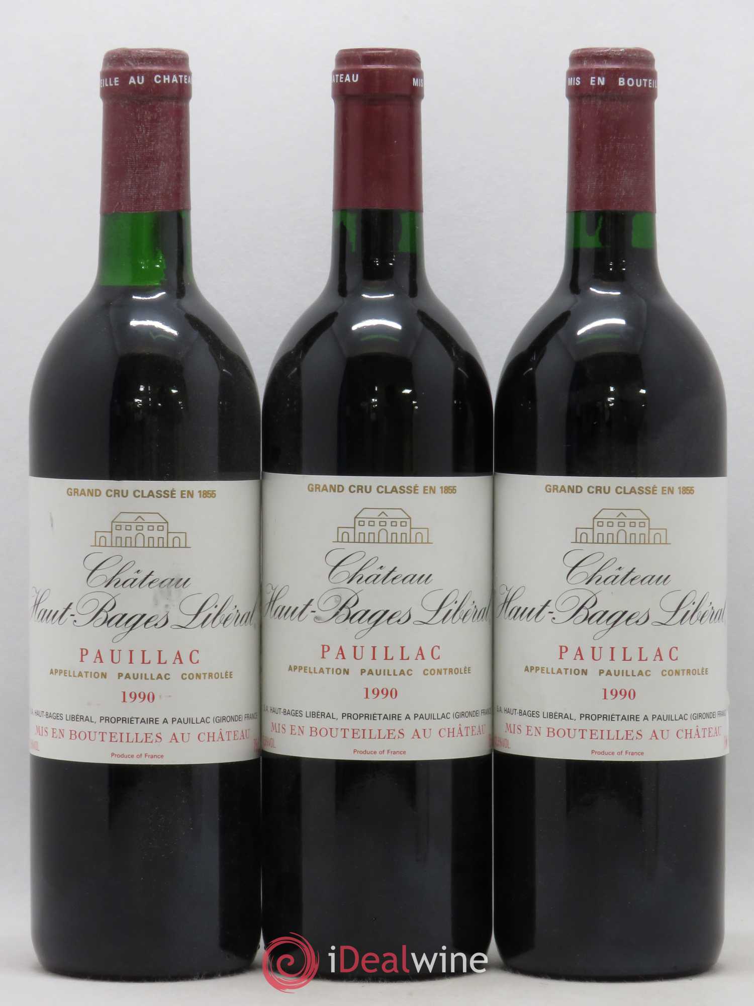 Château Haut Bages Libéral 5ème Grand Cru Classé (sans prix de réserve) 1990 - Lot de 3 bouteilles - 0