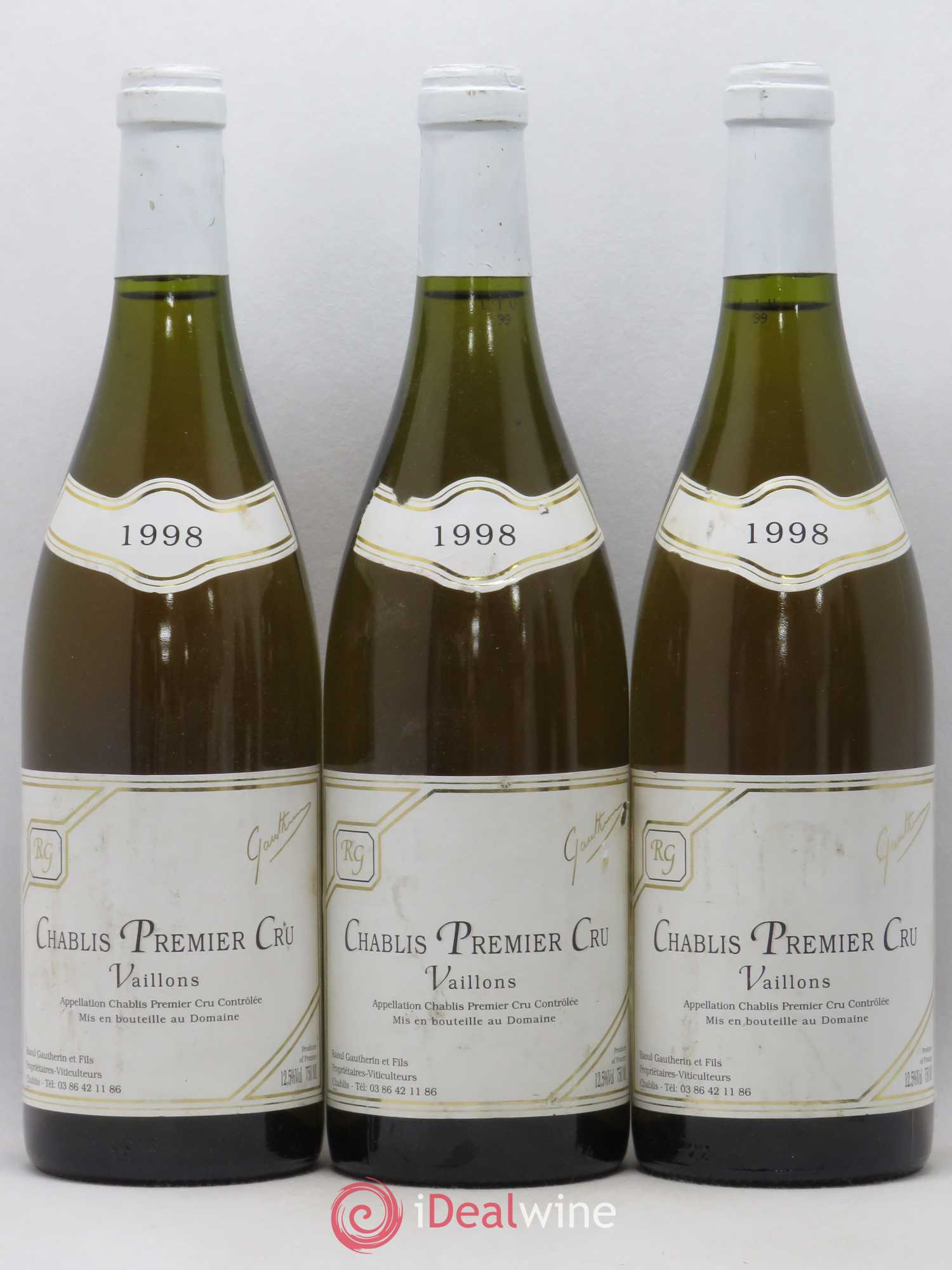 Chablis 1er Cru Vaillons Gautherin et Fils (sans prix de réserve) 1998 - Posten von 3 Flaschen - 0