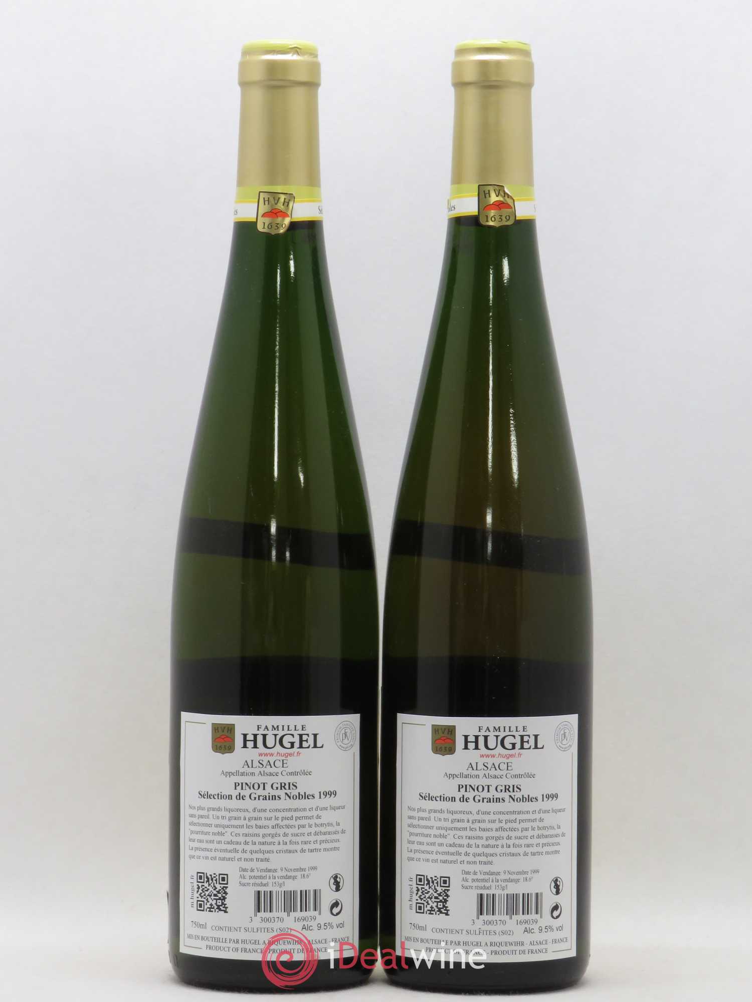 Pinot Gris (Tokay) Sélection de Grains Nobles Hugel (Domaine)  (senza prezzo di riserva) 1999 - Lotto di 2 bottiglie - 1