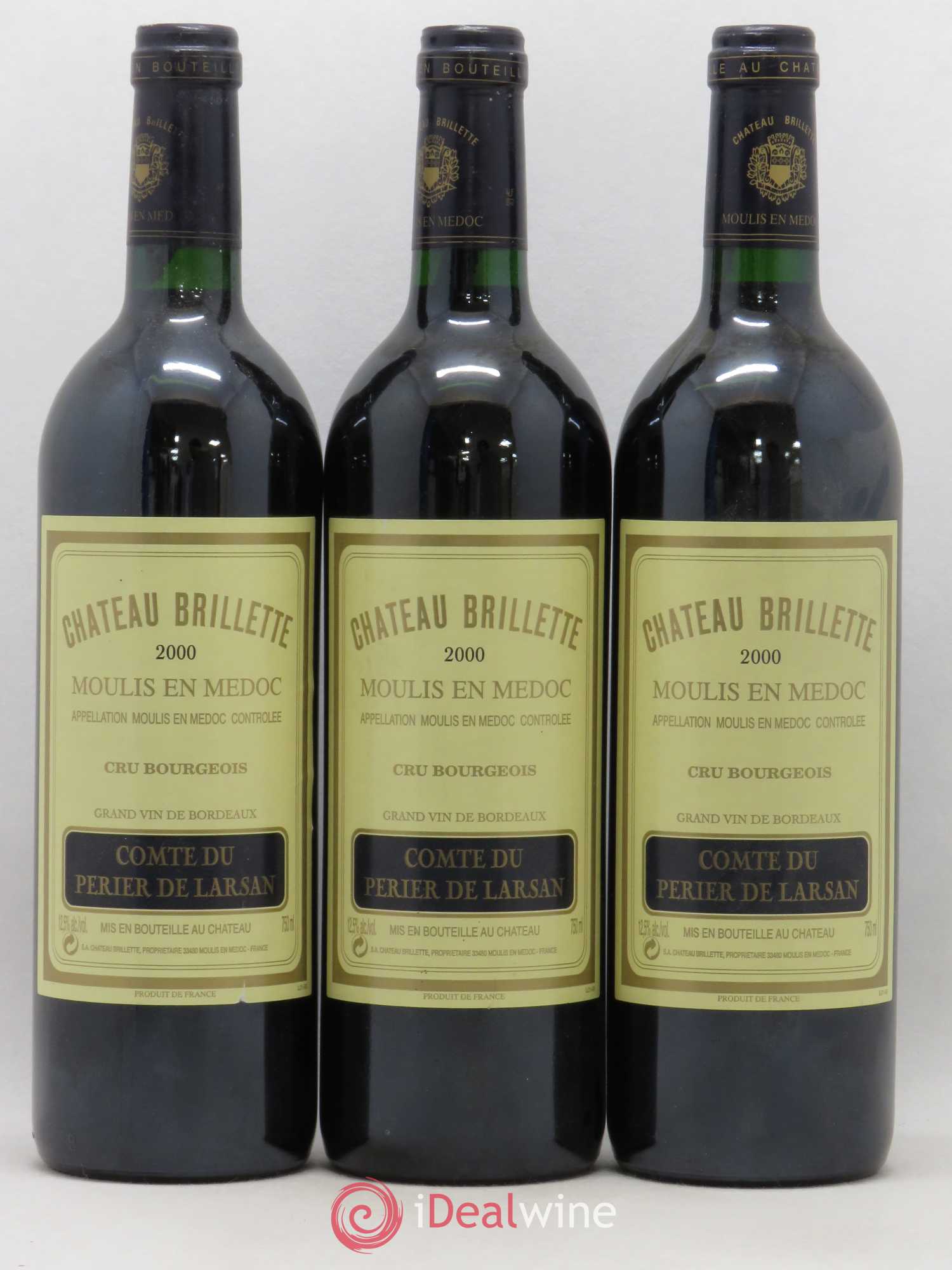 Château Brillette Cru Bourgeois (sans prix de réserve) 2000 - Lot de 3 bouteilles - 0