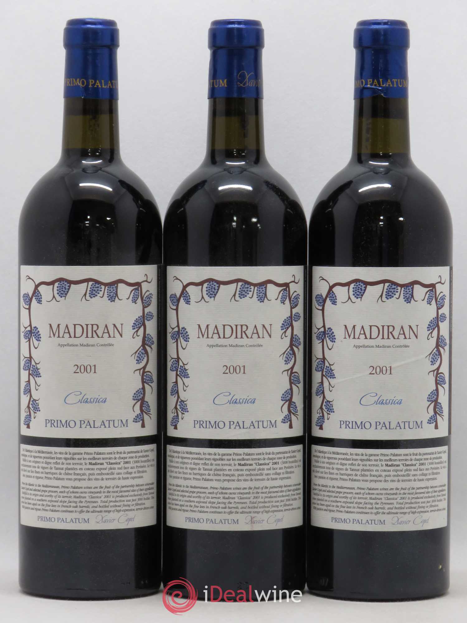 Madiran Classica Primo Palatum (sans prix de réserve) 2001 - Posten von 3 Flaschen - 0