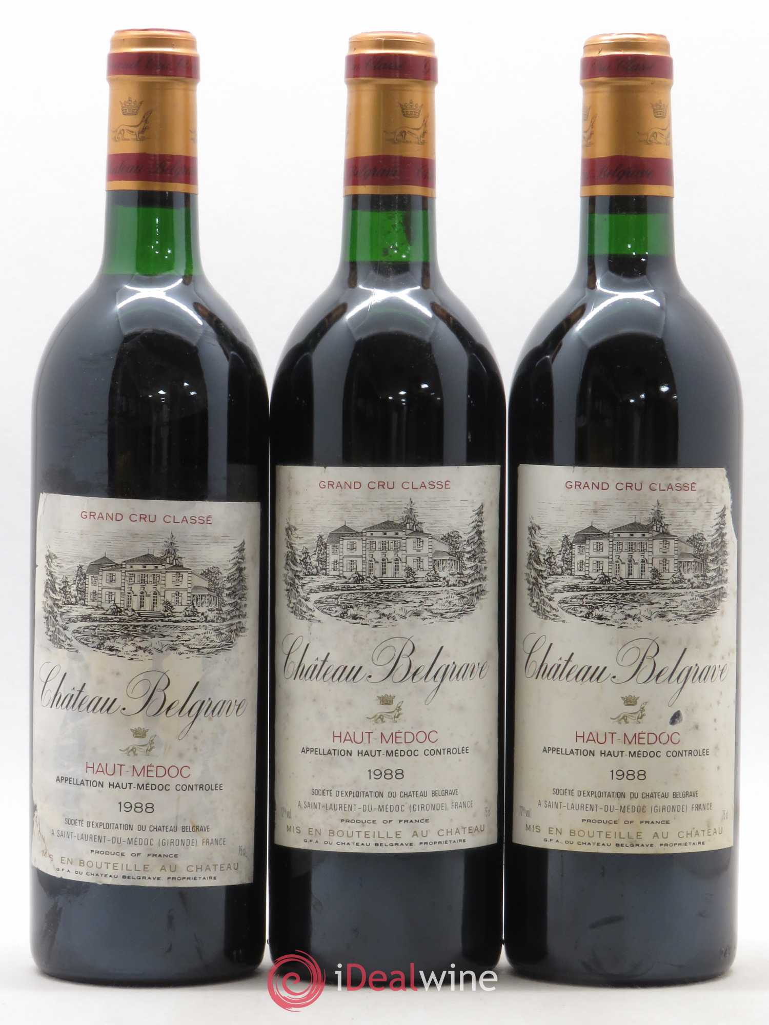 Château Belgrave 5ème Grand Cru Classé (sans prix de réserve) 1988 - Lot de 3 bouteilles - 0