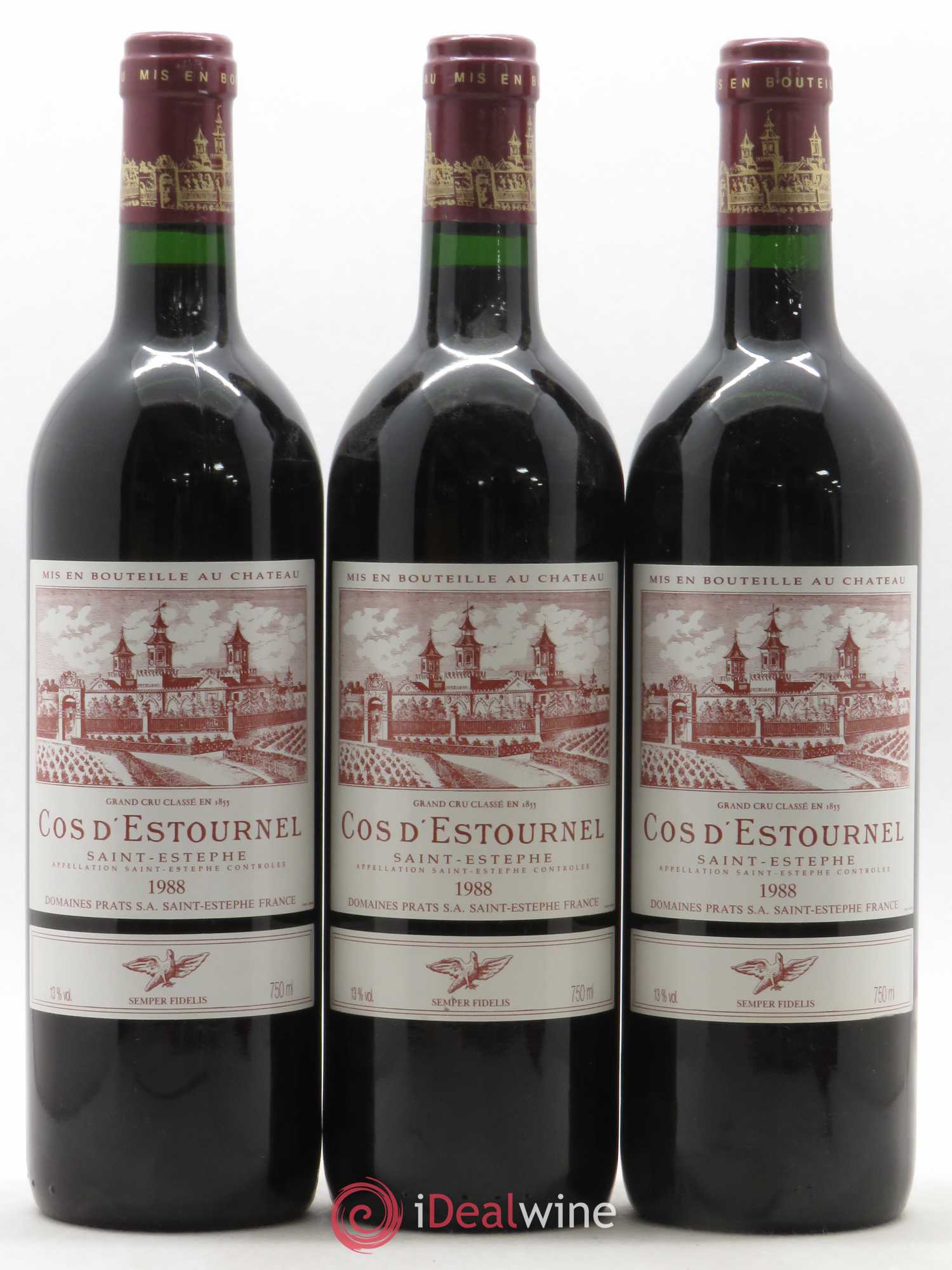 Cos d'Estournel 2ème Grand Cru Classé (sans prix de réserve) 1988 - Lot de 3 bouteilles - 0