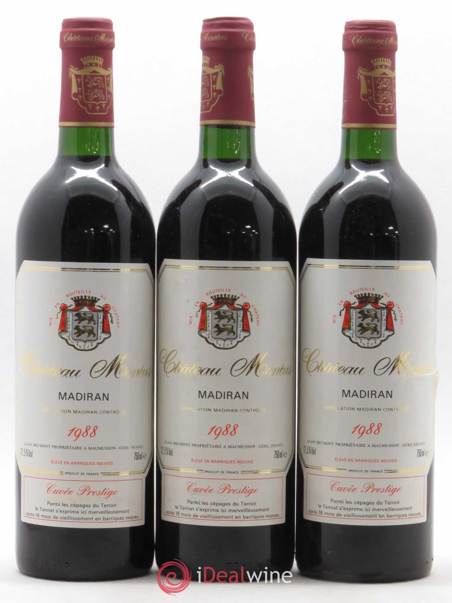 Madiran Château Montus-Prestige Alain Brumont (sans prix de réserve) 1988 - Lot de 3 bouteilles - 0